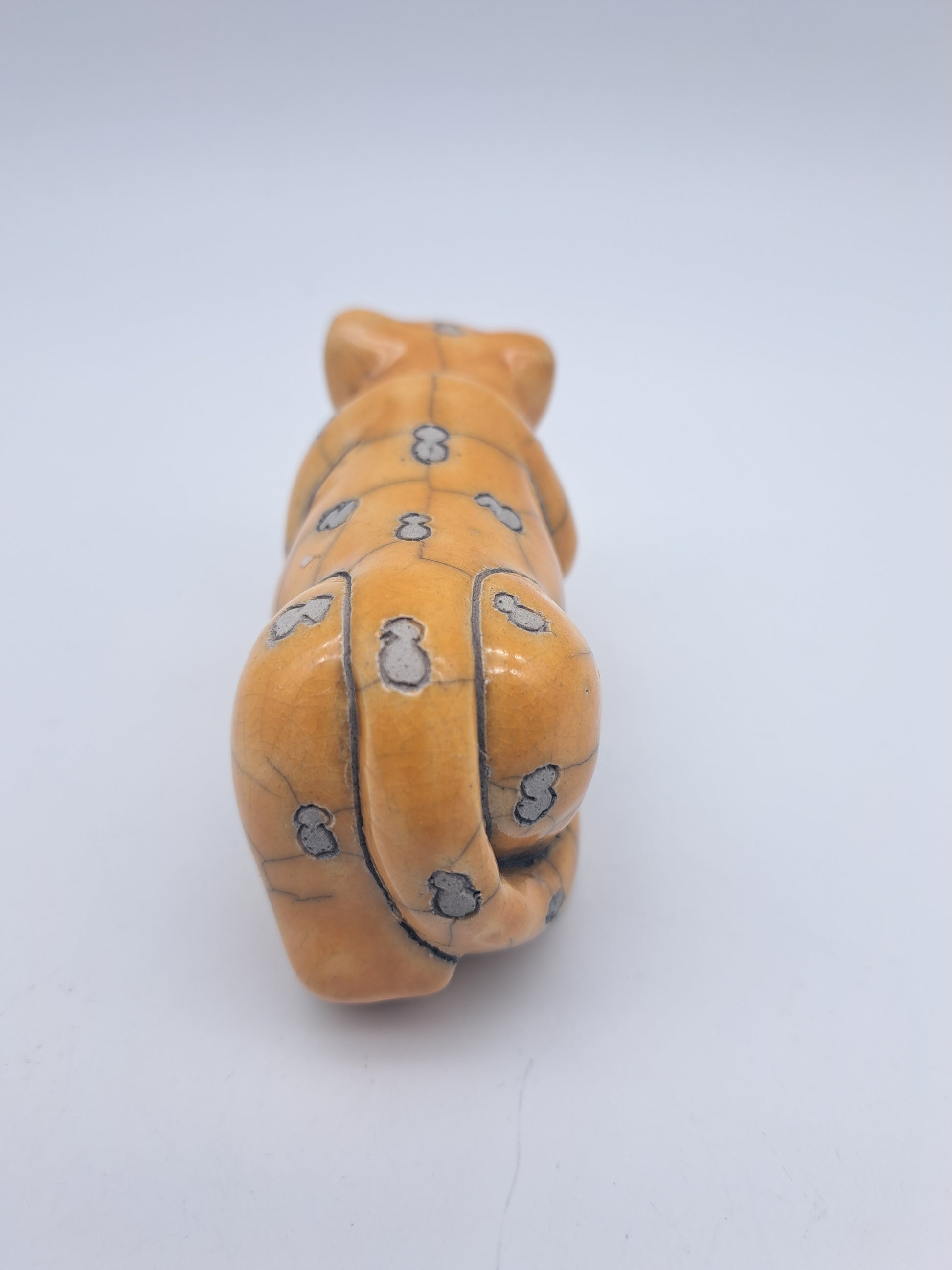 Vintage Fenix Raku Ceramic Cheetah Figurine – Signed South African Studio Pottery Leopard Cub