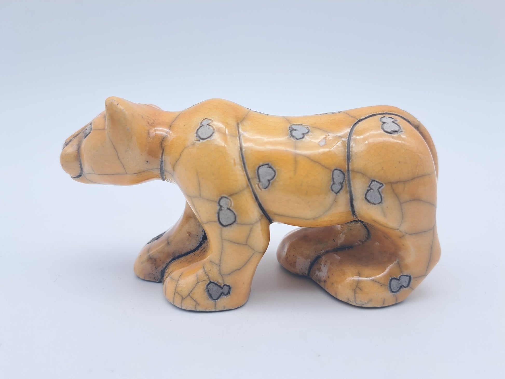 Vintage Fenix Raku Ceramic Cheetah Figurine – Signed South African Studio Pottery Leopard Cub