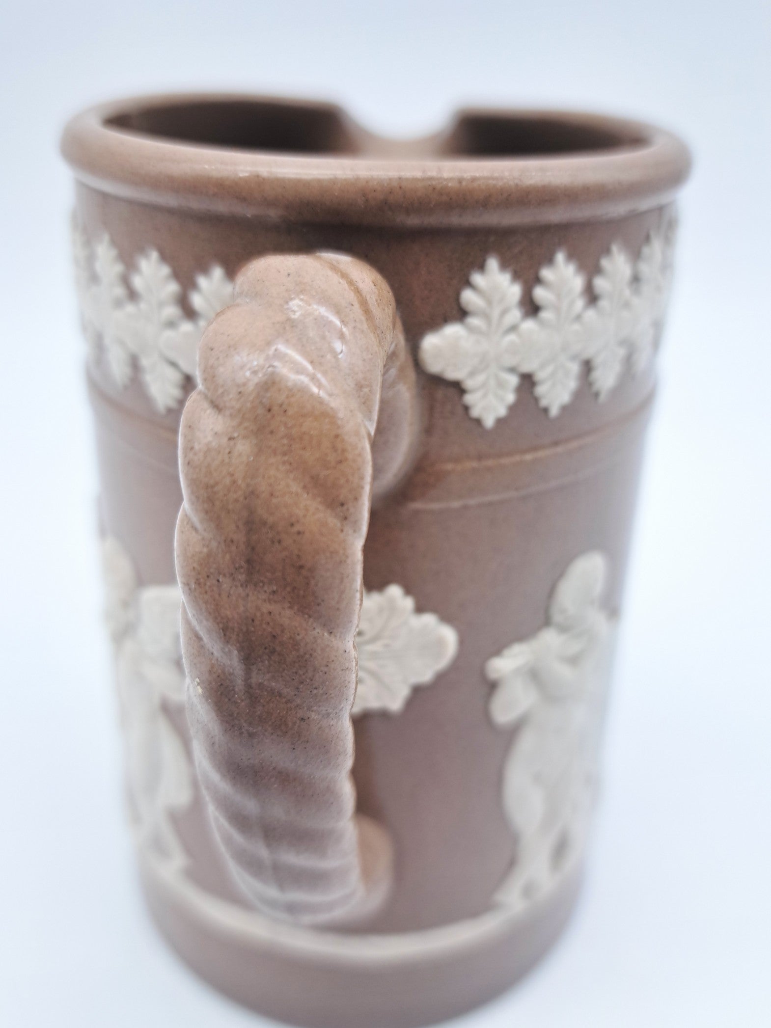 Antique Dudson Brown Jasperware Cherub Jug Pitcher, c. 1890s