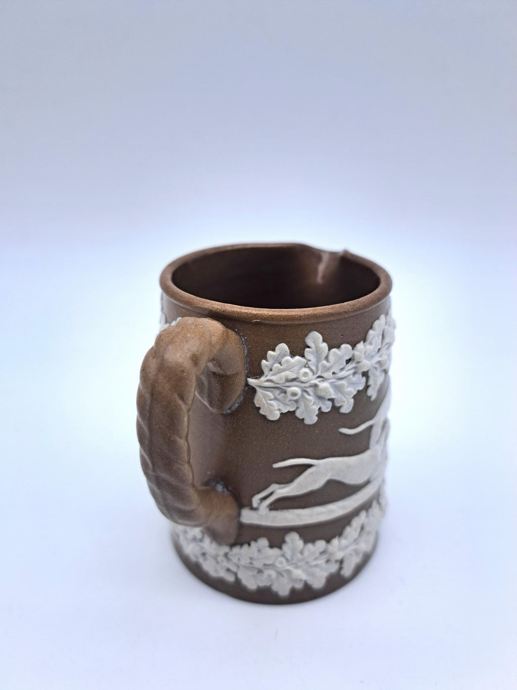 Antique Dudson Brown Jasperware Hunting Scene Cream Jug, Mid-Late 19th c