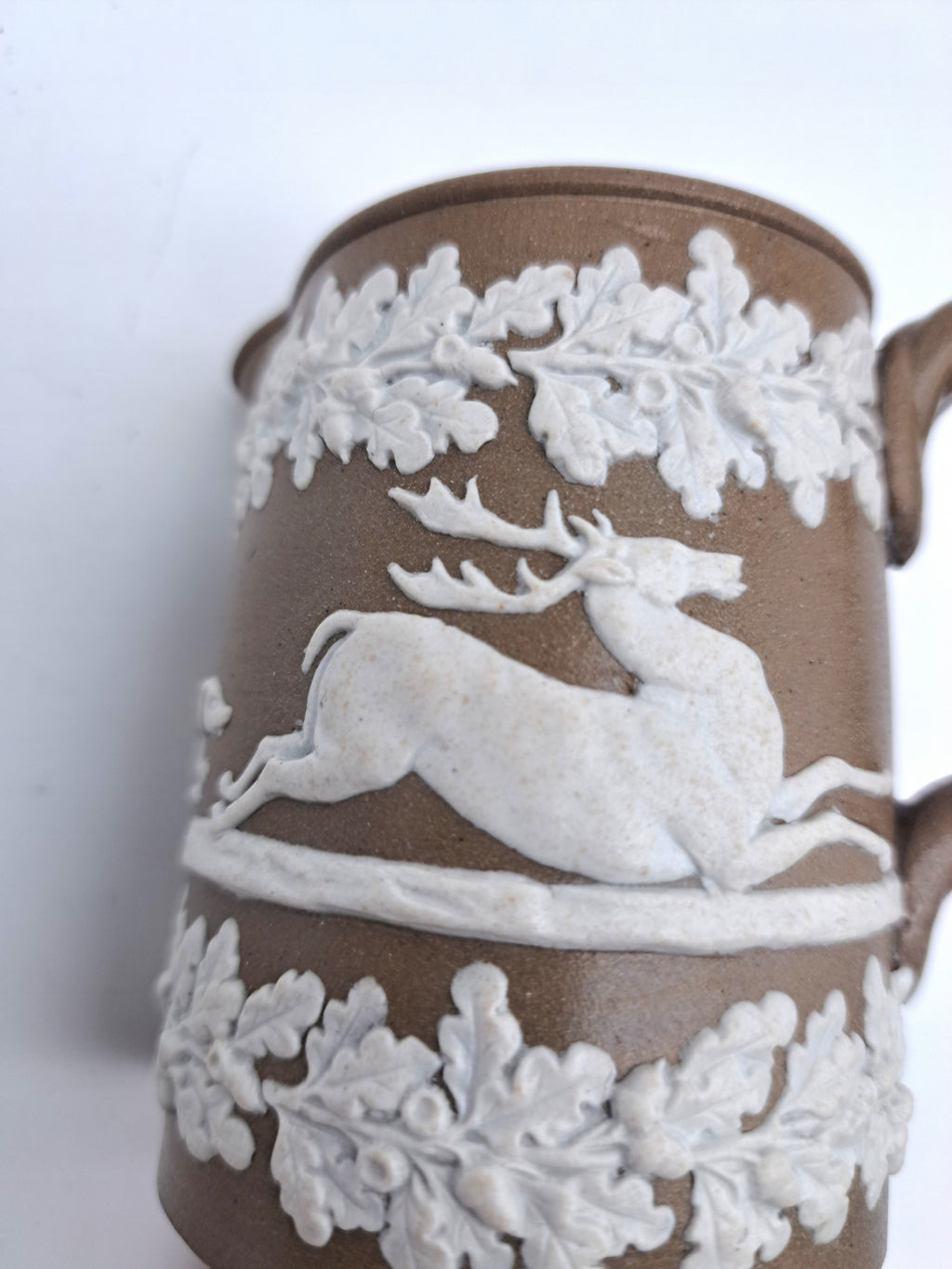 Antique Dudson Brown Jasperware Hunting Scene Cream Jug, Mid-Late 19th c