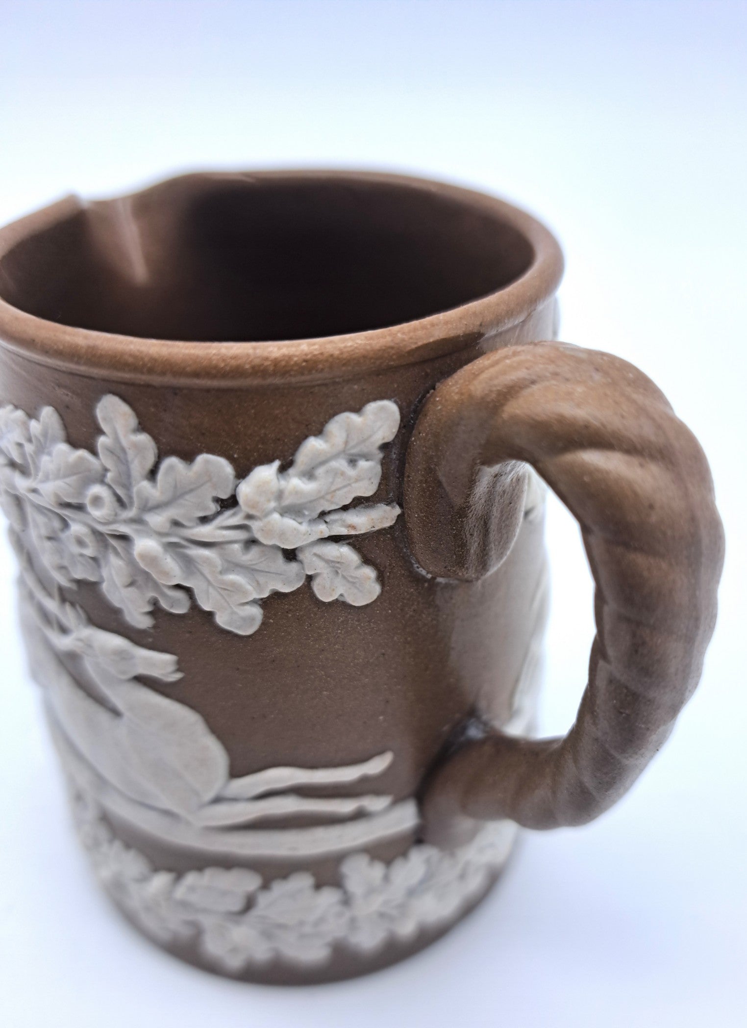 Antique Dudson Brown Jasperware Hunting Scene Cream Jug, Mid-Late 19th c