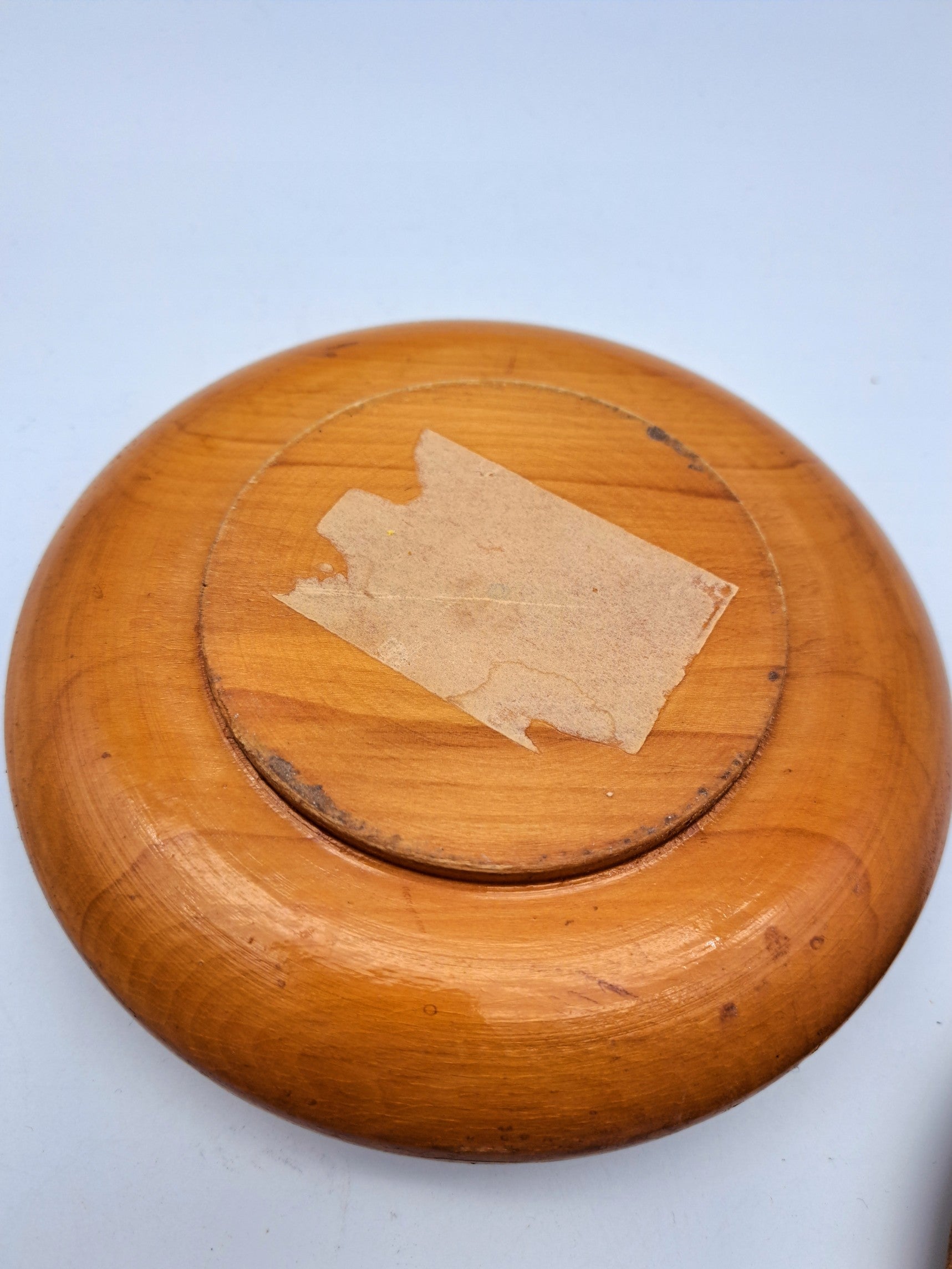 Vintage Polish Folk Art Round Wooden Trinket Box – Hand-Carved Pyrography Mandala Design