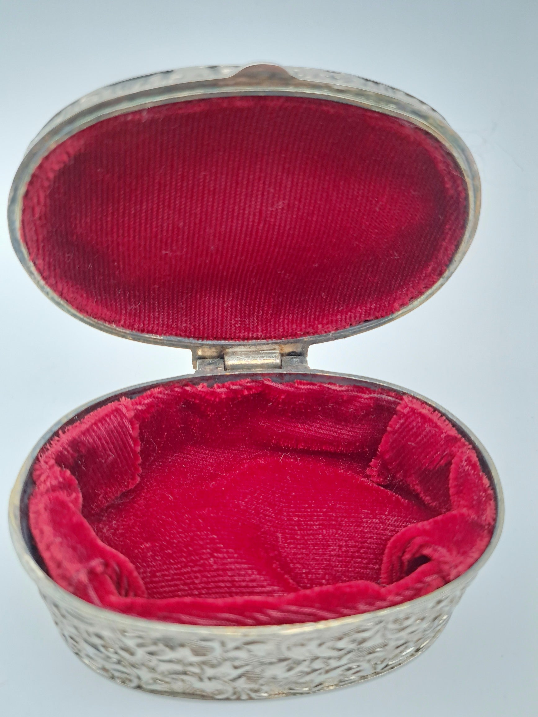 Vintage Silver Plated Oval Trinket Box with Gold Tone Bow Accent
