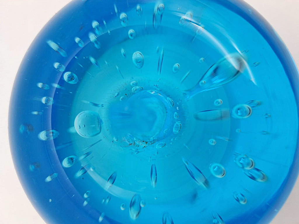 Vintage Blue Art Glass Apple Paperweight