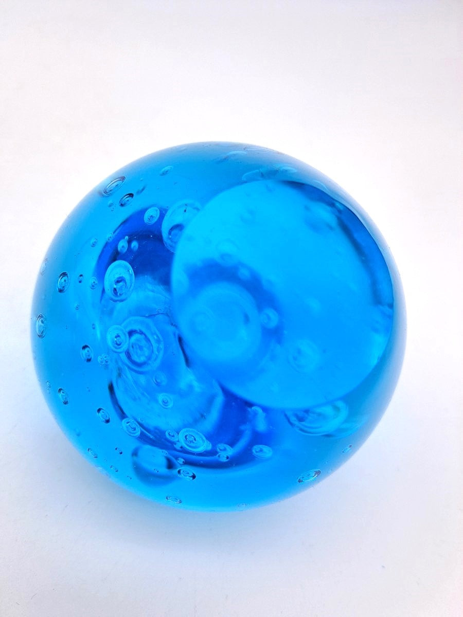 Vintage Blue Art Glass Apple Paperweight