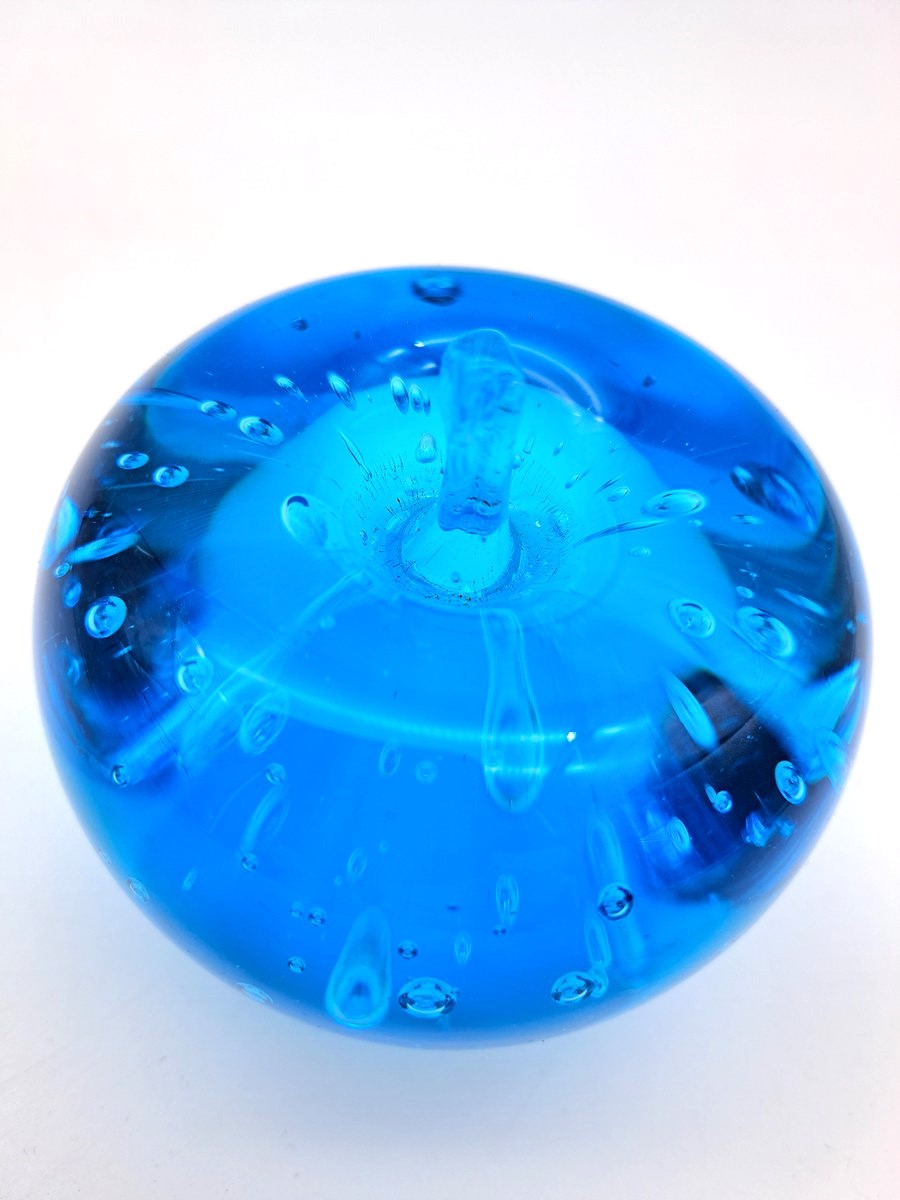 Vintage Blue Art Glass Apple Paperweight