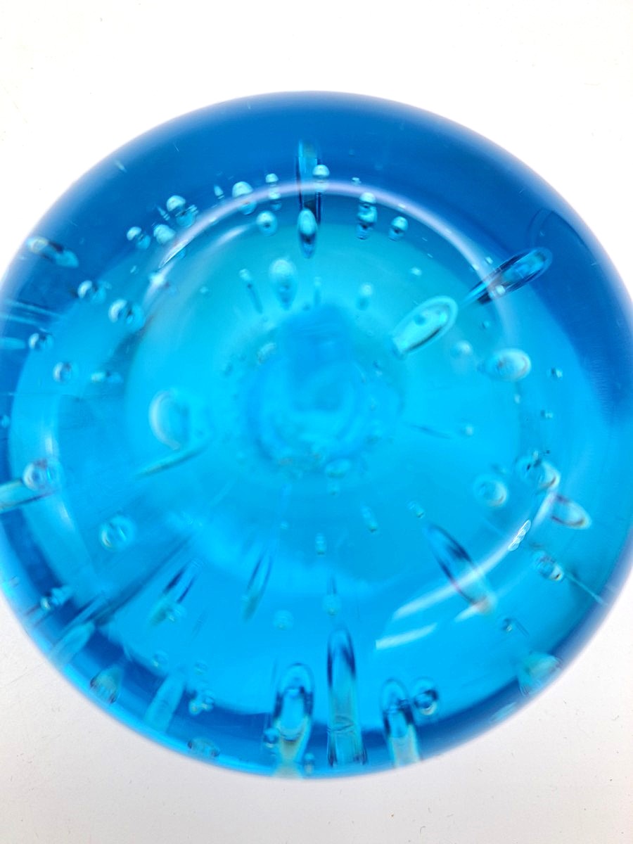 Vintage Blue Art Glass Apple Paperweight