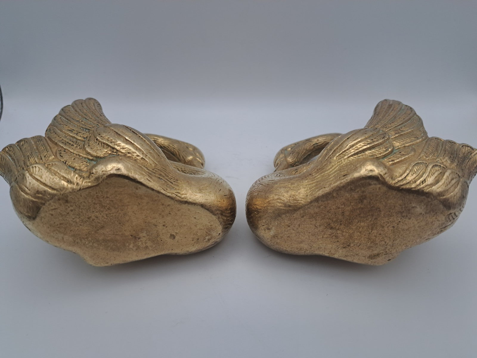 Pair of Solid Brass Swan Planters/ Figures