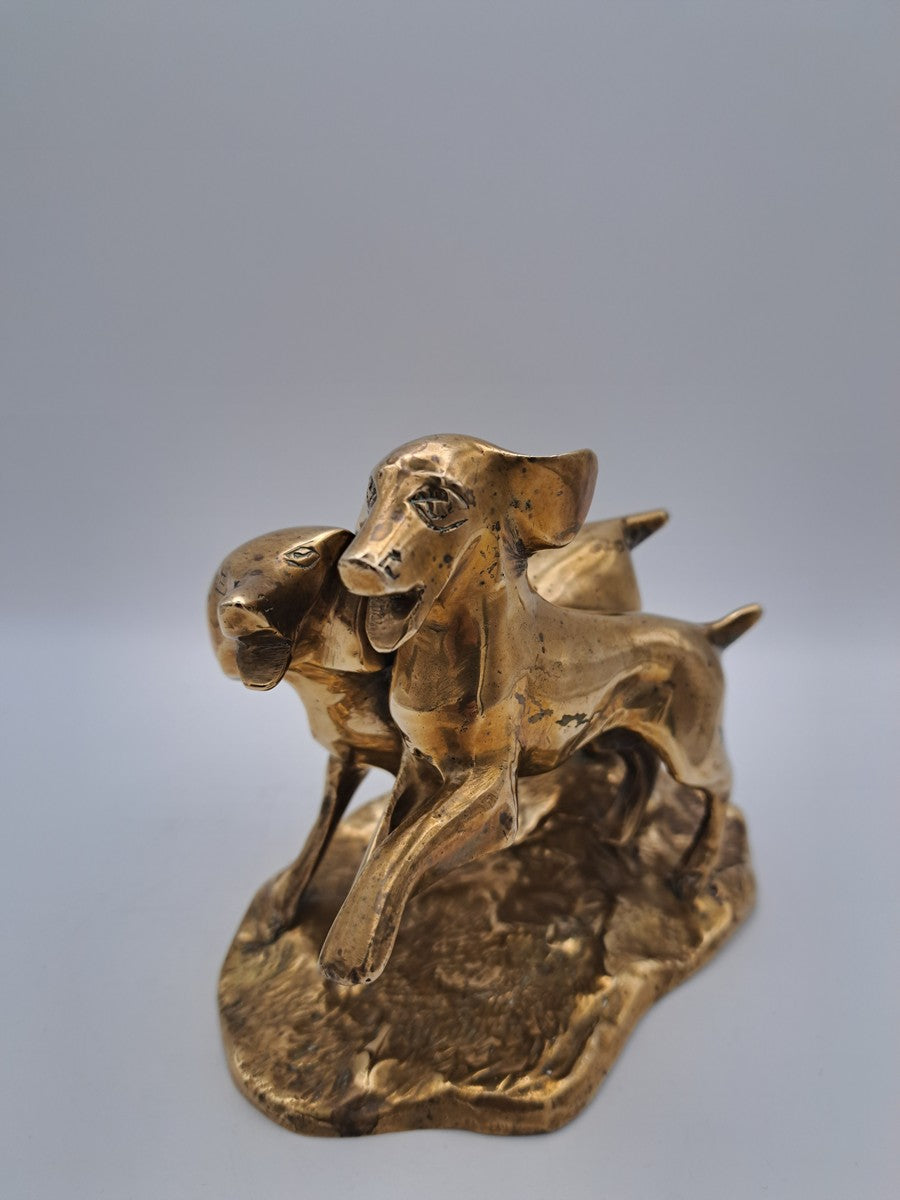 Solid Brass Running Dogs Figurine