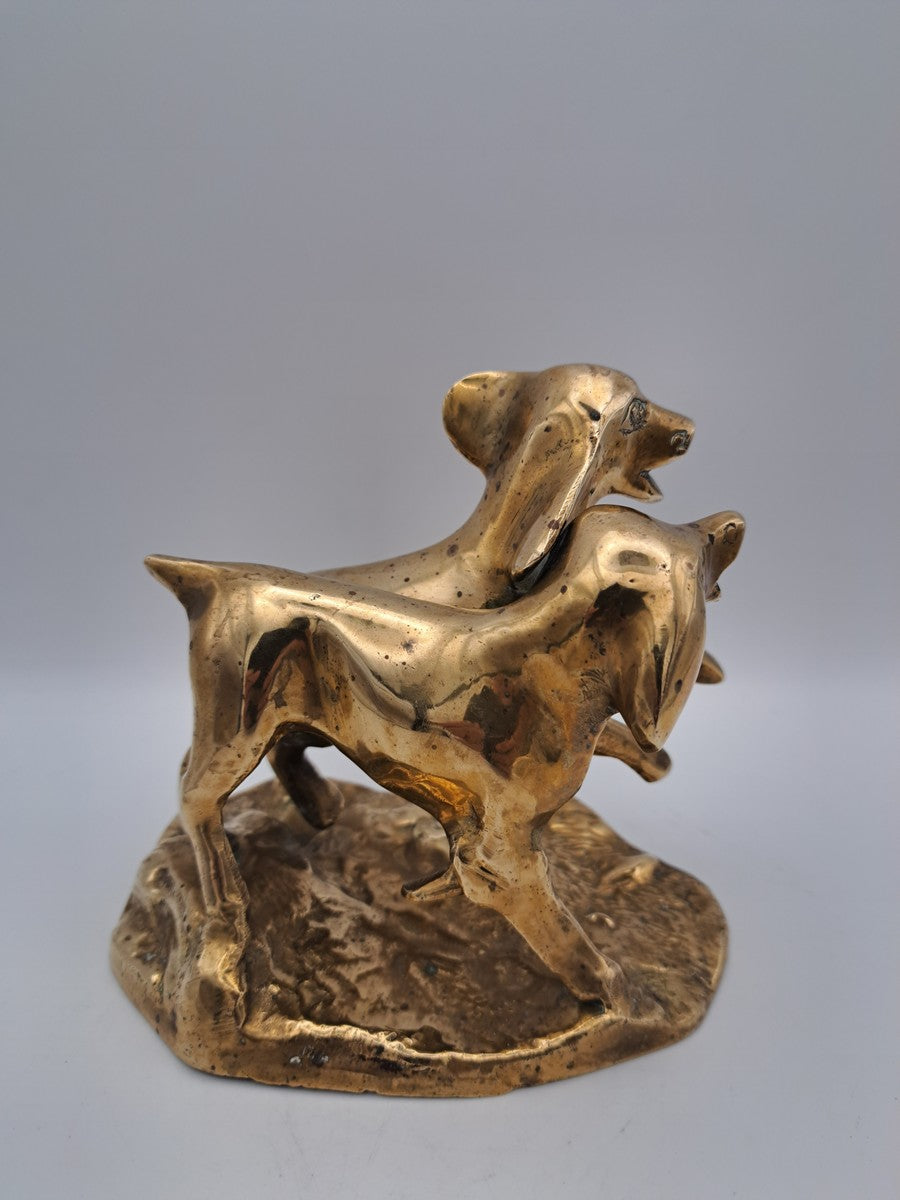 Solid Brass Running Dogs Figurine