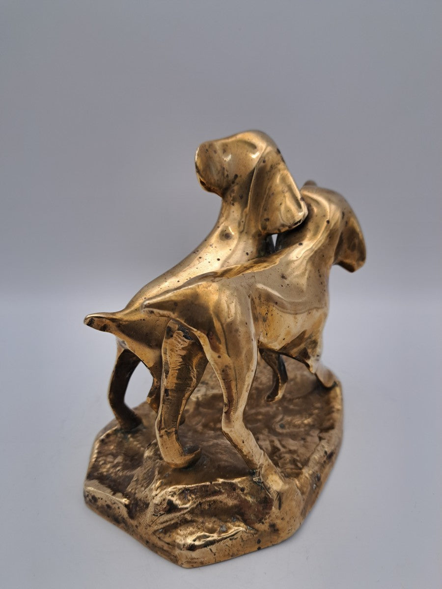 Solid Brass Running Dogs Figurine