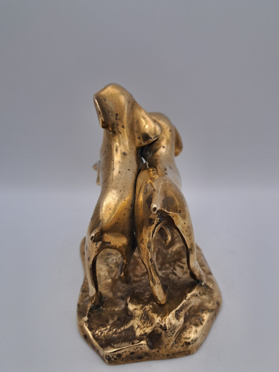 Solid Brass Running Dogs Figurine