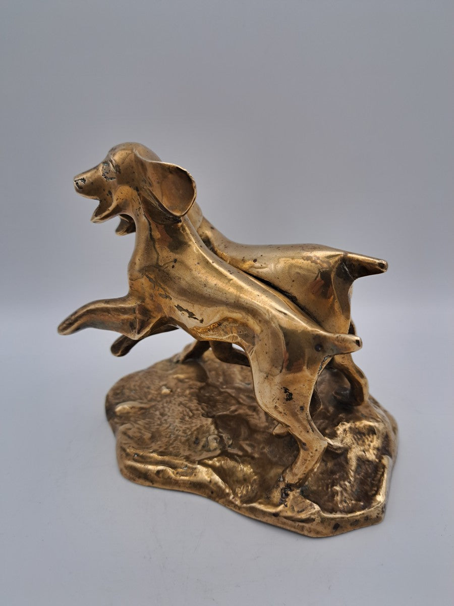 Solid Brass Running Dogs Figurine