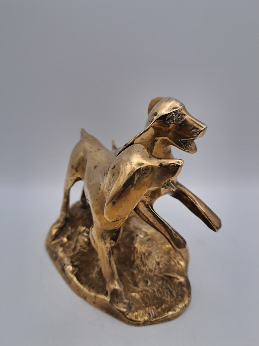 Solid Brass Running Dogs Figurine
