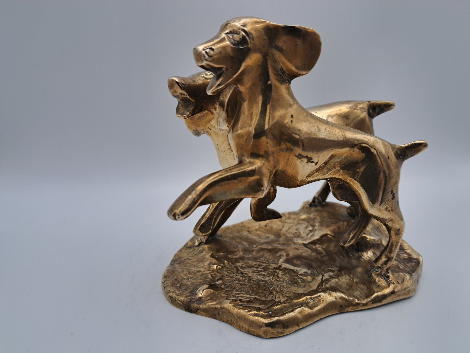 Solid Brass Running Dogs Figurine