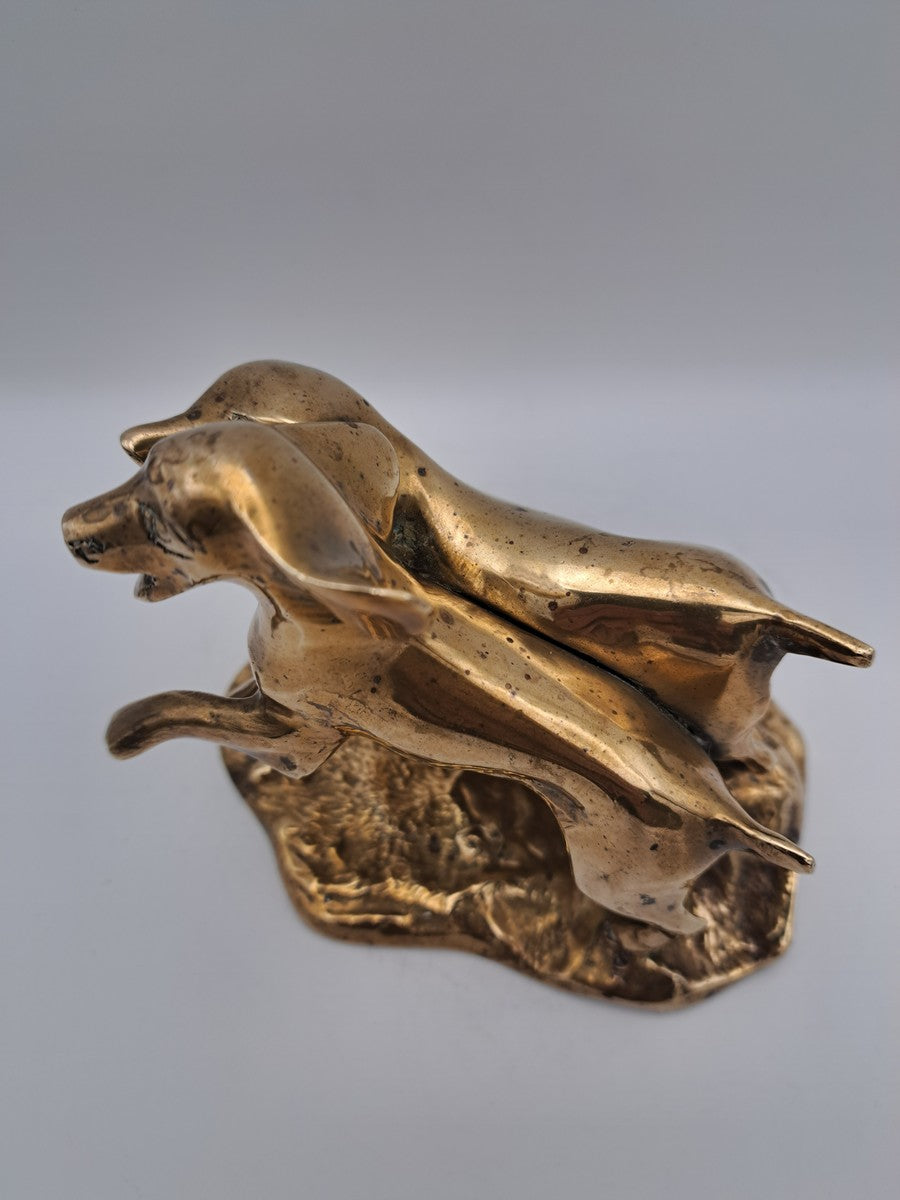 Solid Brass Running Dogs Figurine