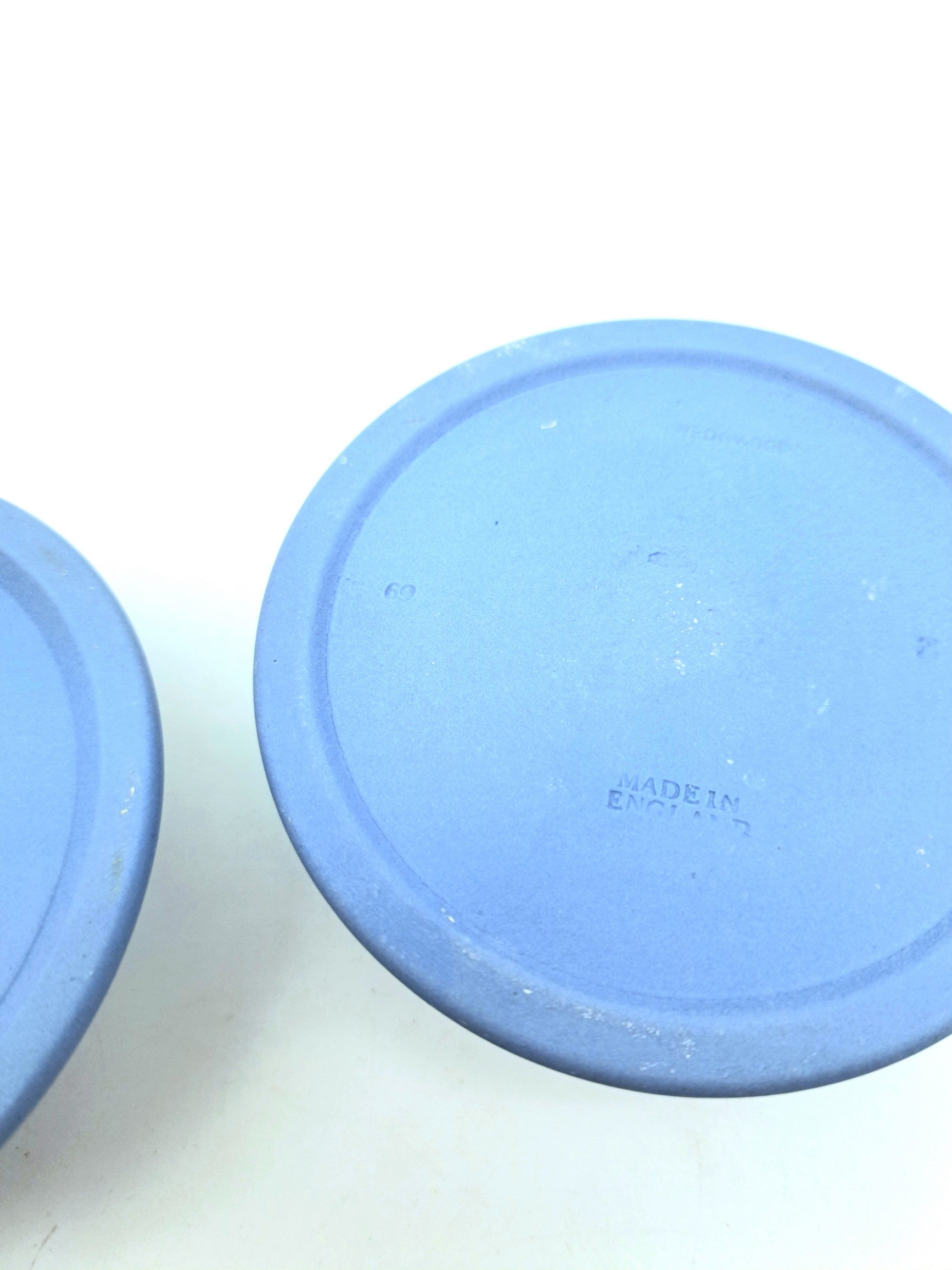 Pair of Vintage Wedgwood Pale Blue Jasperware Candle Holders