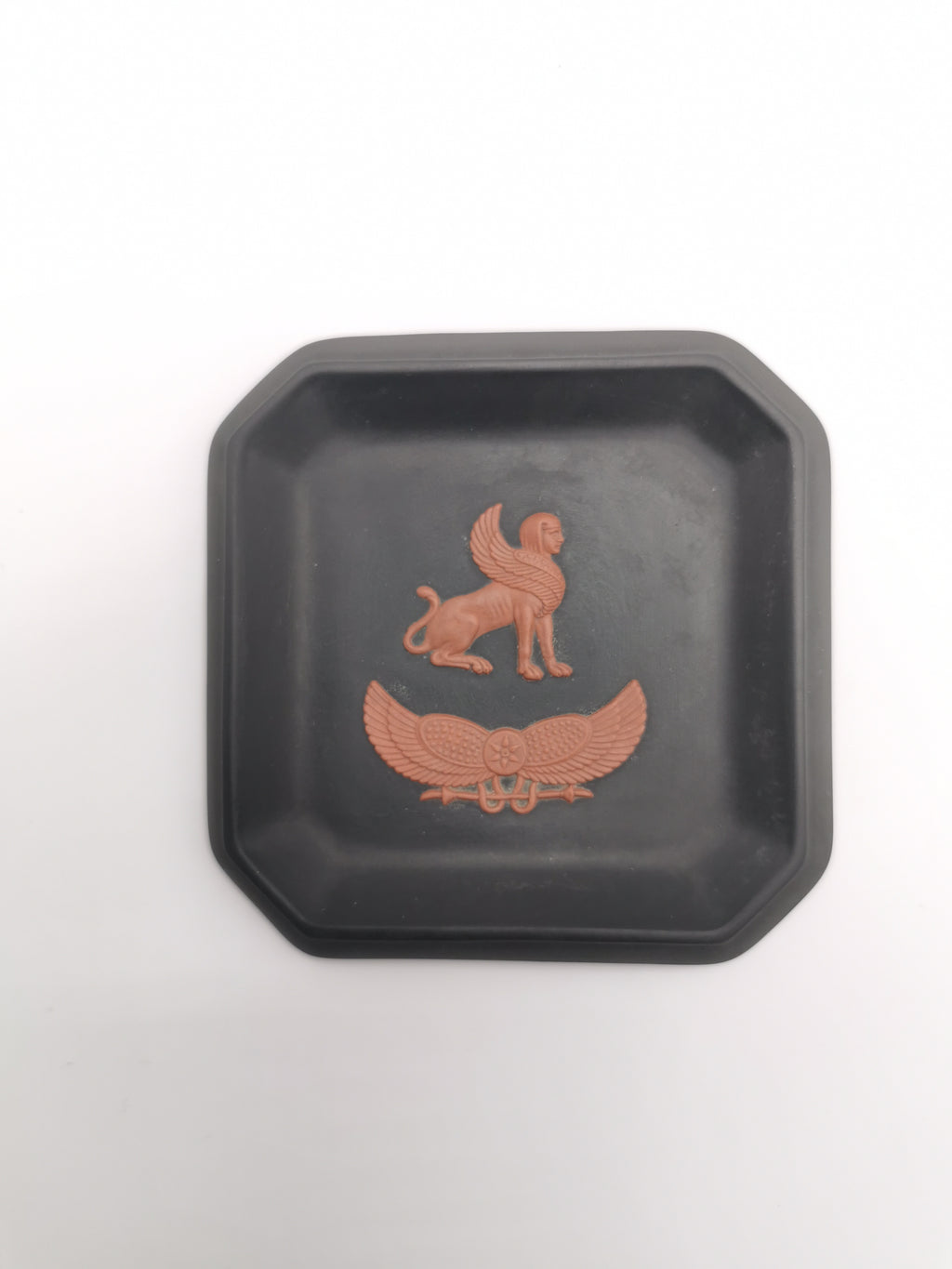 Wedgwood Black Basalt Egyptian Collection Sphinx Square Pin Tray / Trinket Dish