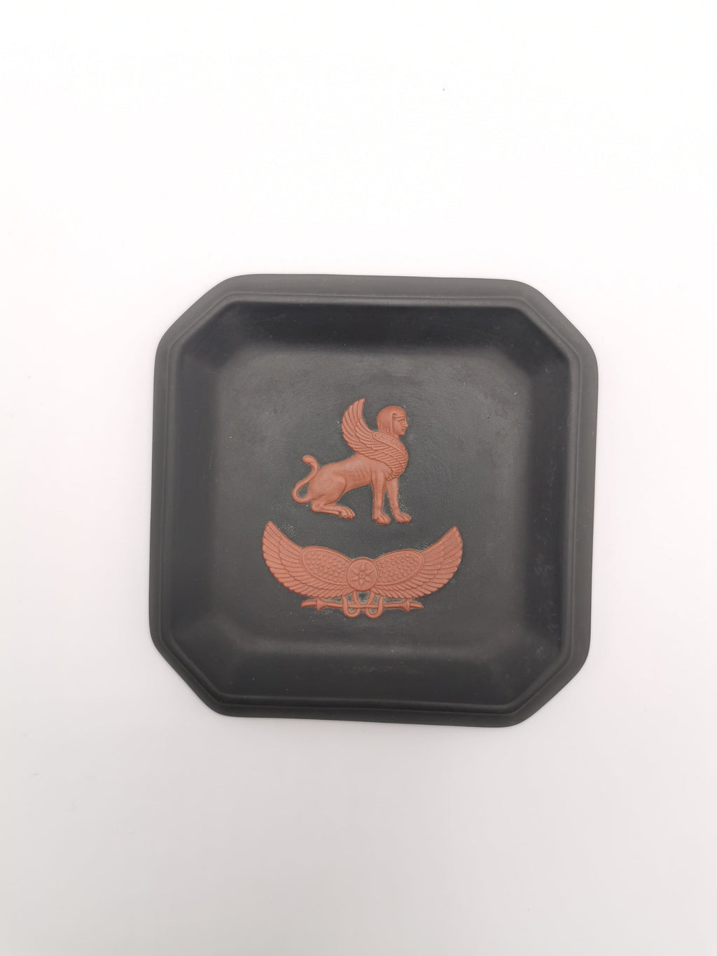 Wedgwood Black Basalt Egyptian Collection Sphinx Square Pin Tray / Trinket Dish