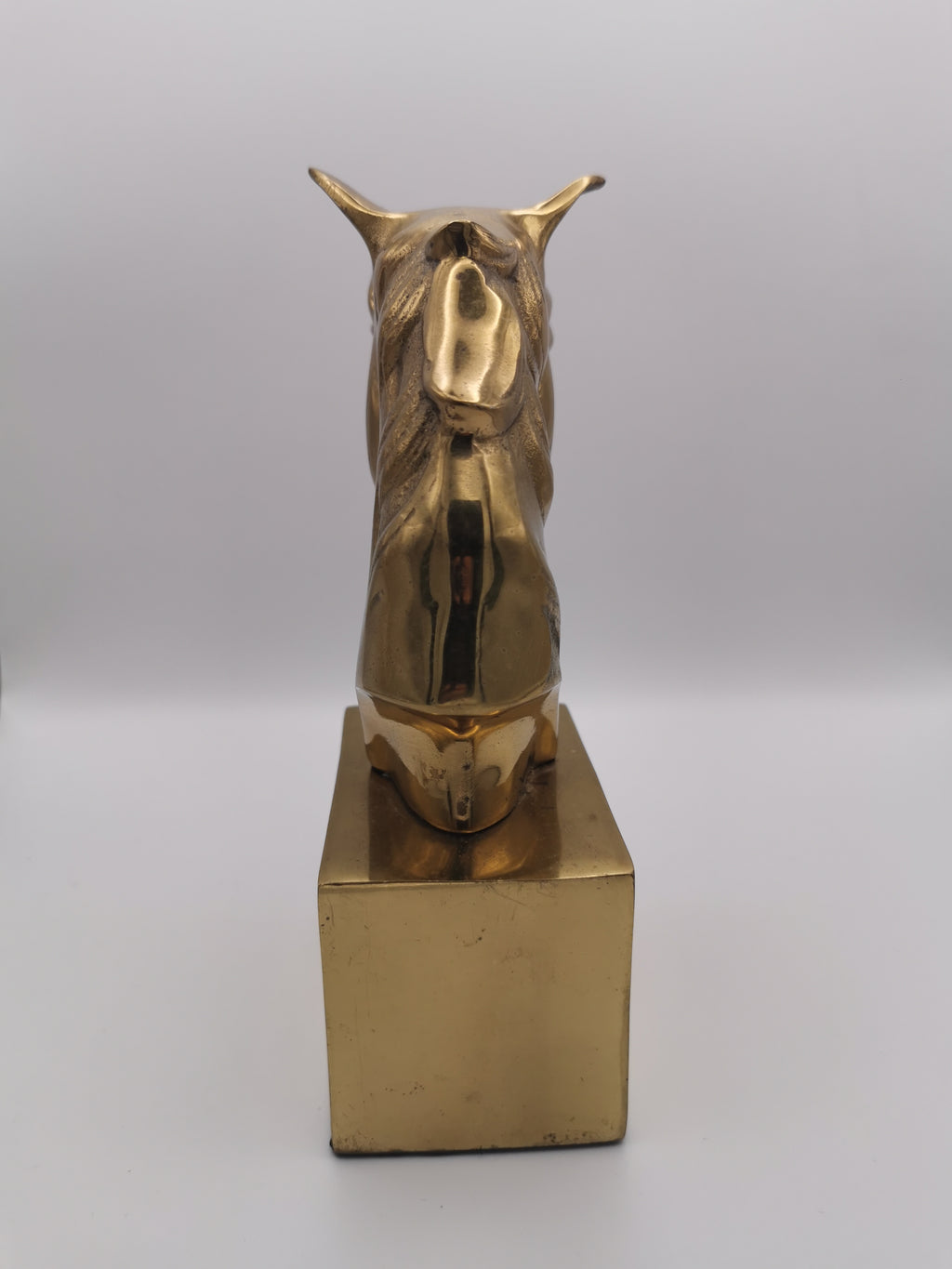 Vintage Brass Horse Head Bust Sculpture/ Bookend, Heavy Mid-Century Equestrian Statue