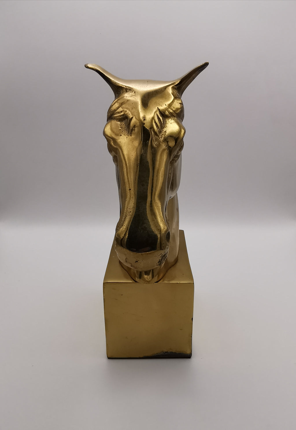 Vintage Brass Horse Head Bust Sculpture/ Bookend, Heavy Mid-Century Equestrian Statue