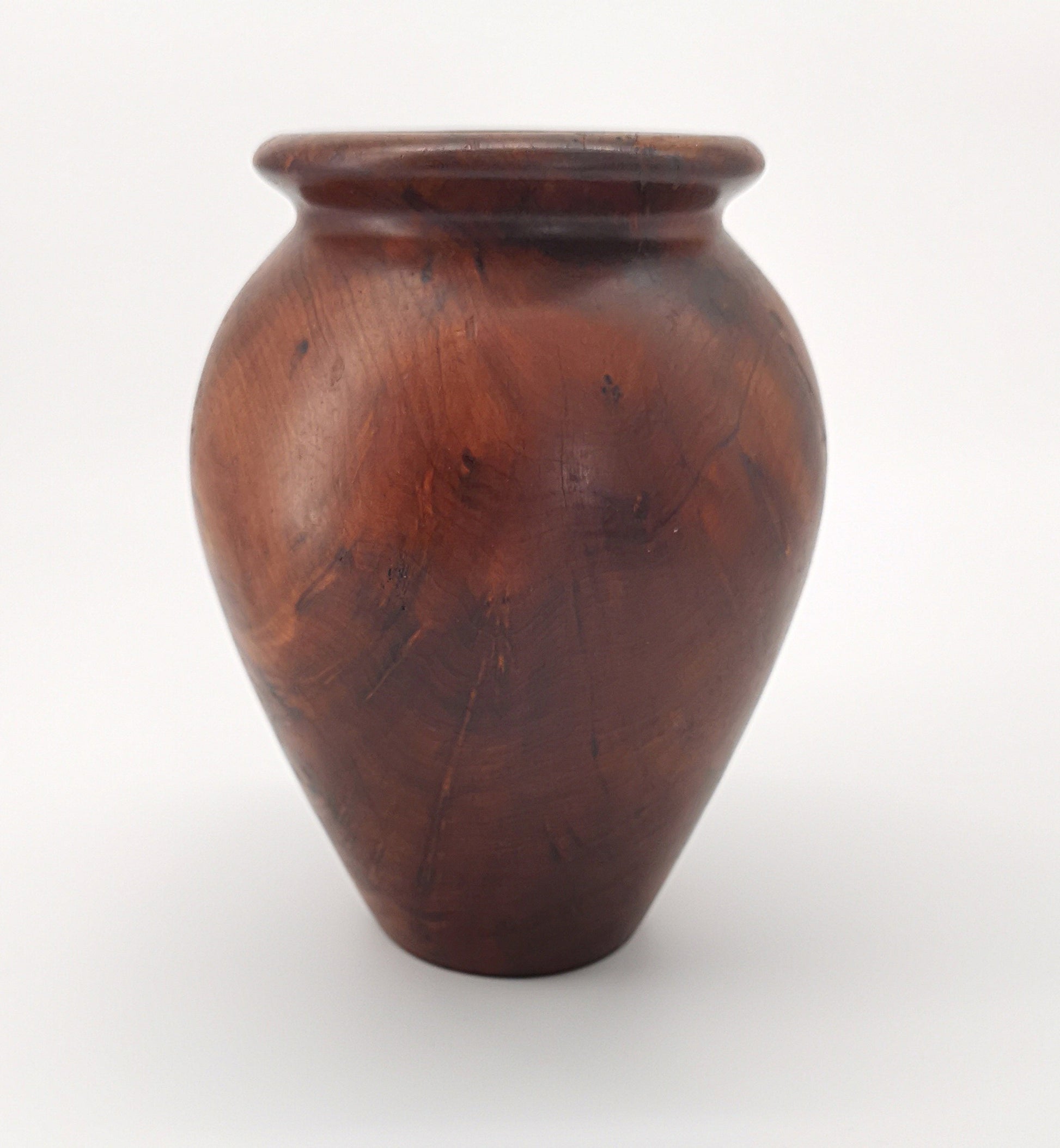 Vintage Hand-Turned Yew Wood Studio Vase – Mid-Century Artisan Treen
