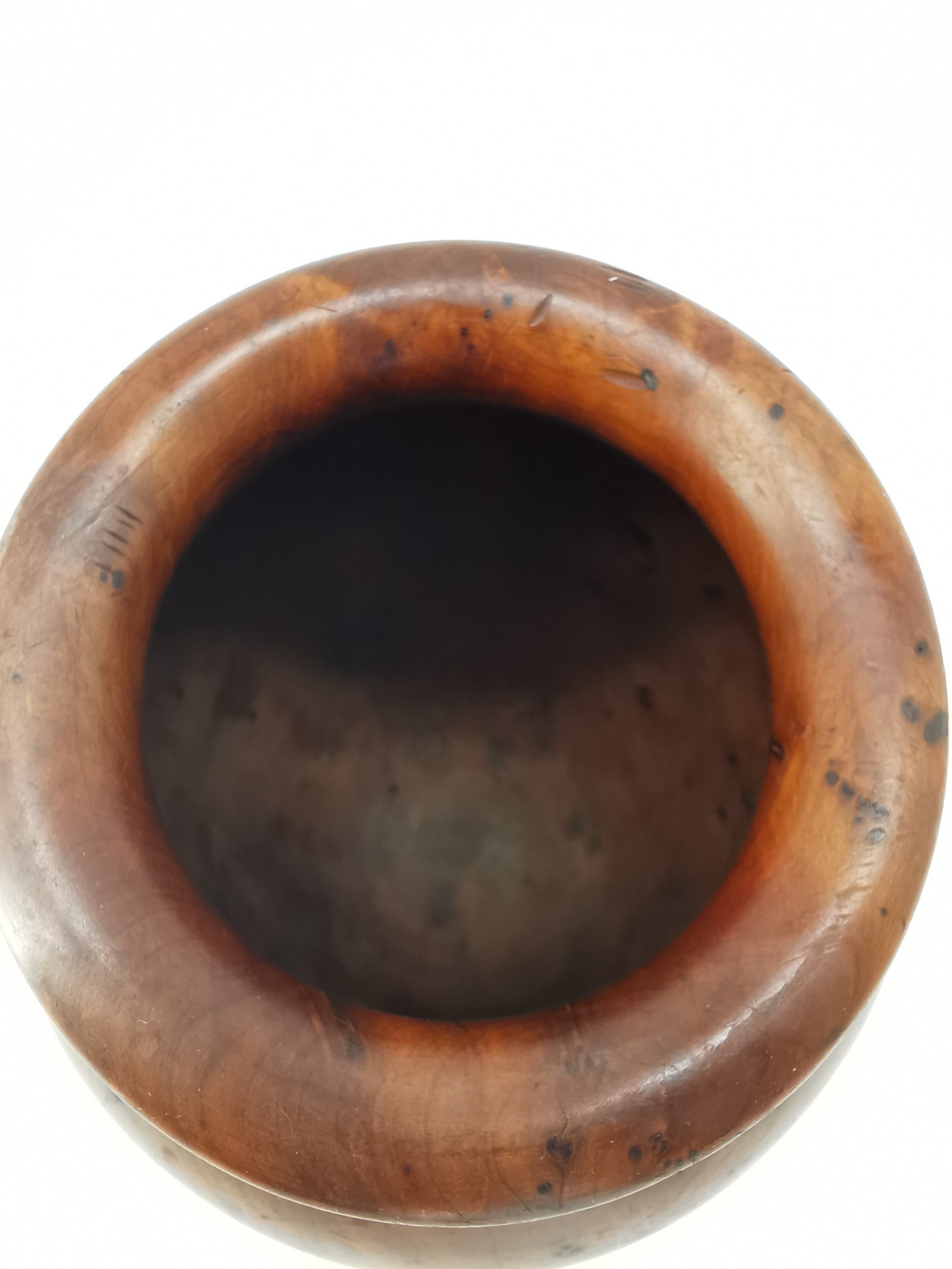 Vintage Hand-Turned Yew Wood Studio Vase – Mid-Century Artisan Treen