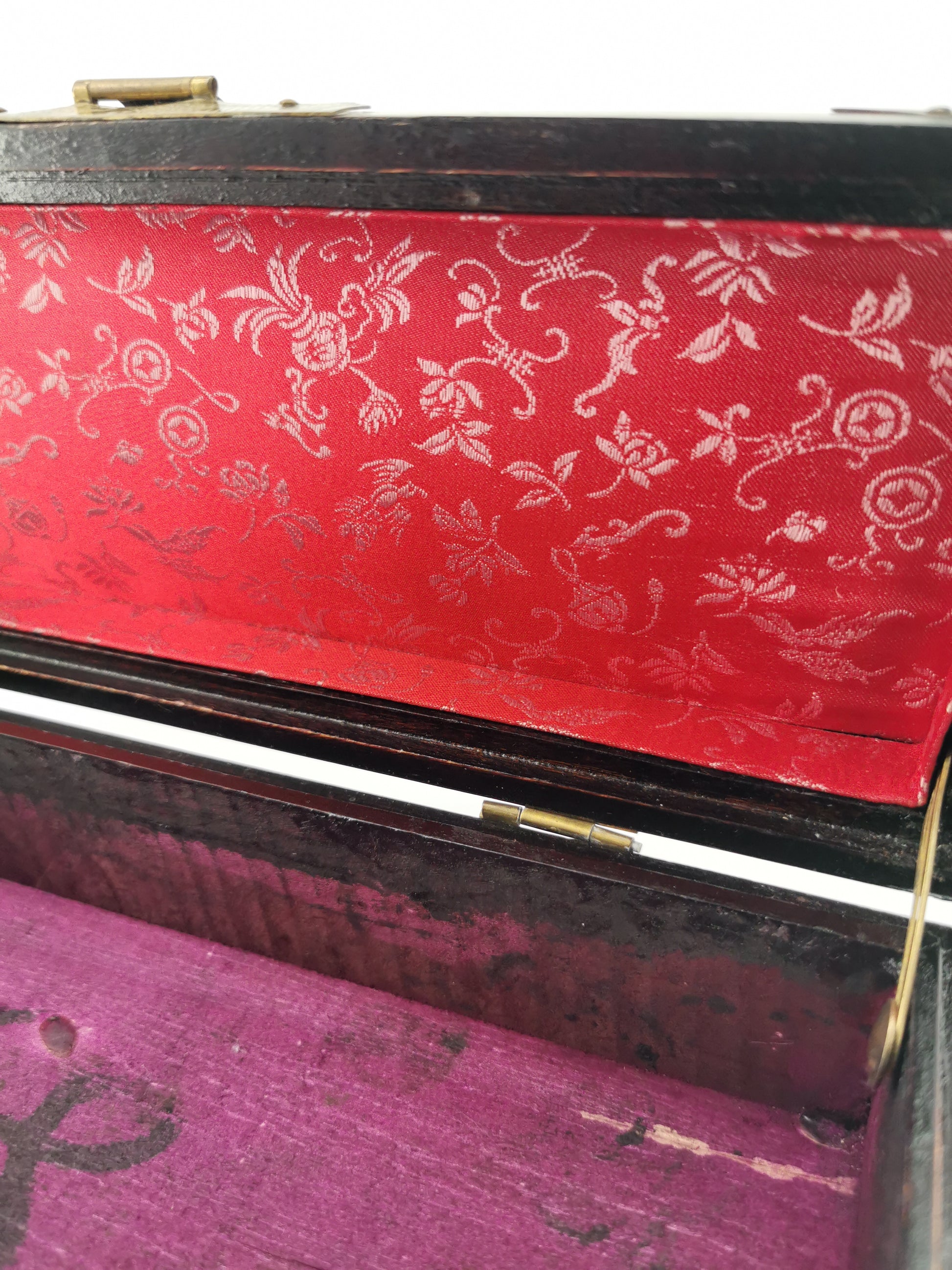 Chinese Wooden box with brass and jade