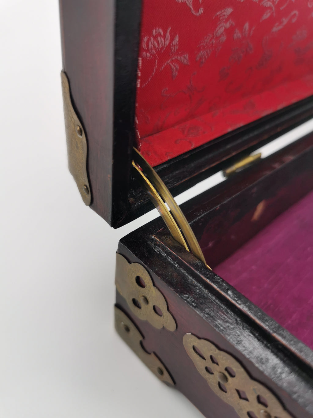 Chinese Wooden box with brass and jade