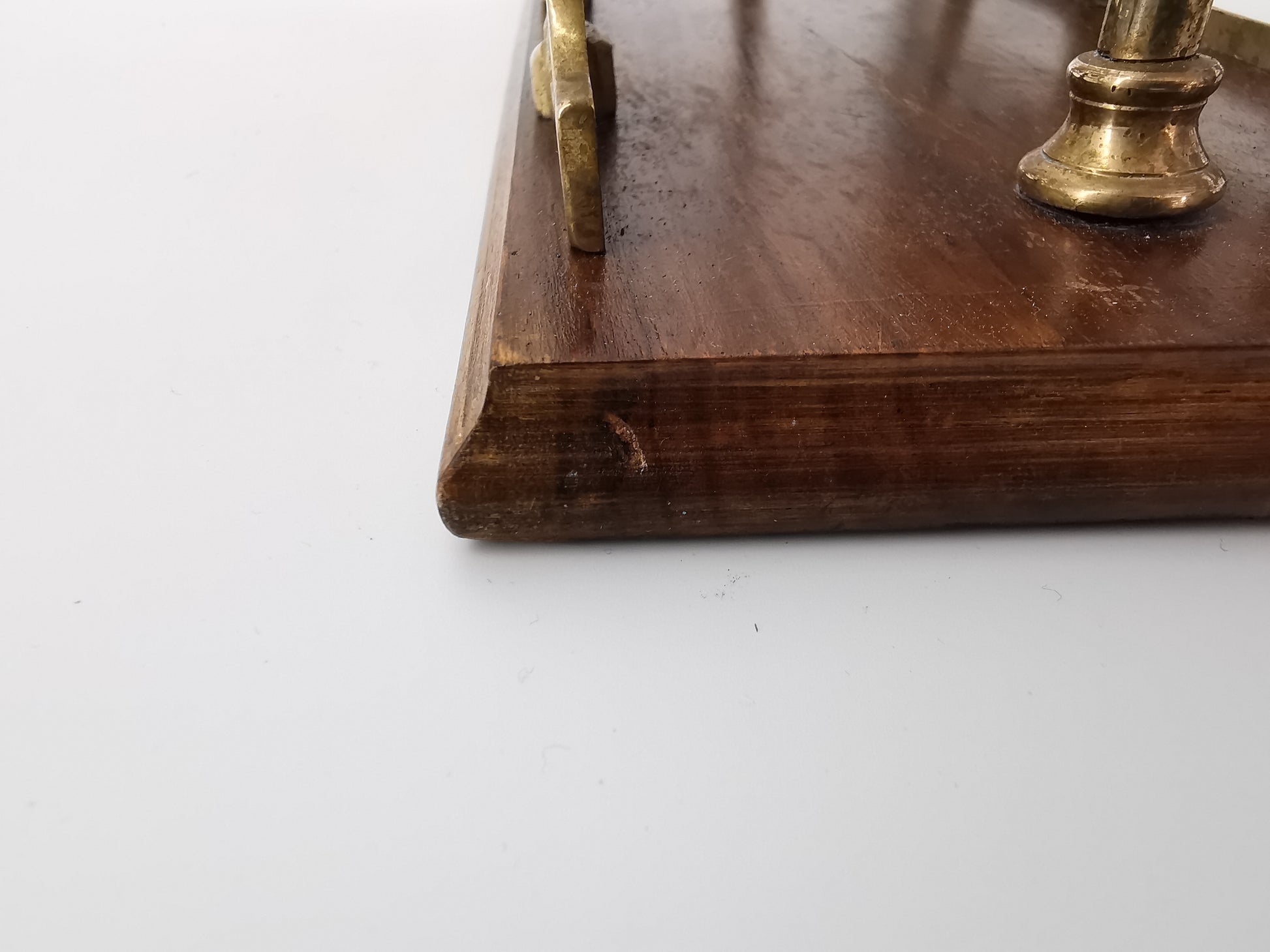 Antique Ornate Brass & Wood Magazine/Letter Rack Holder