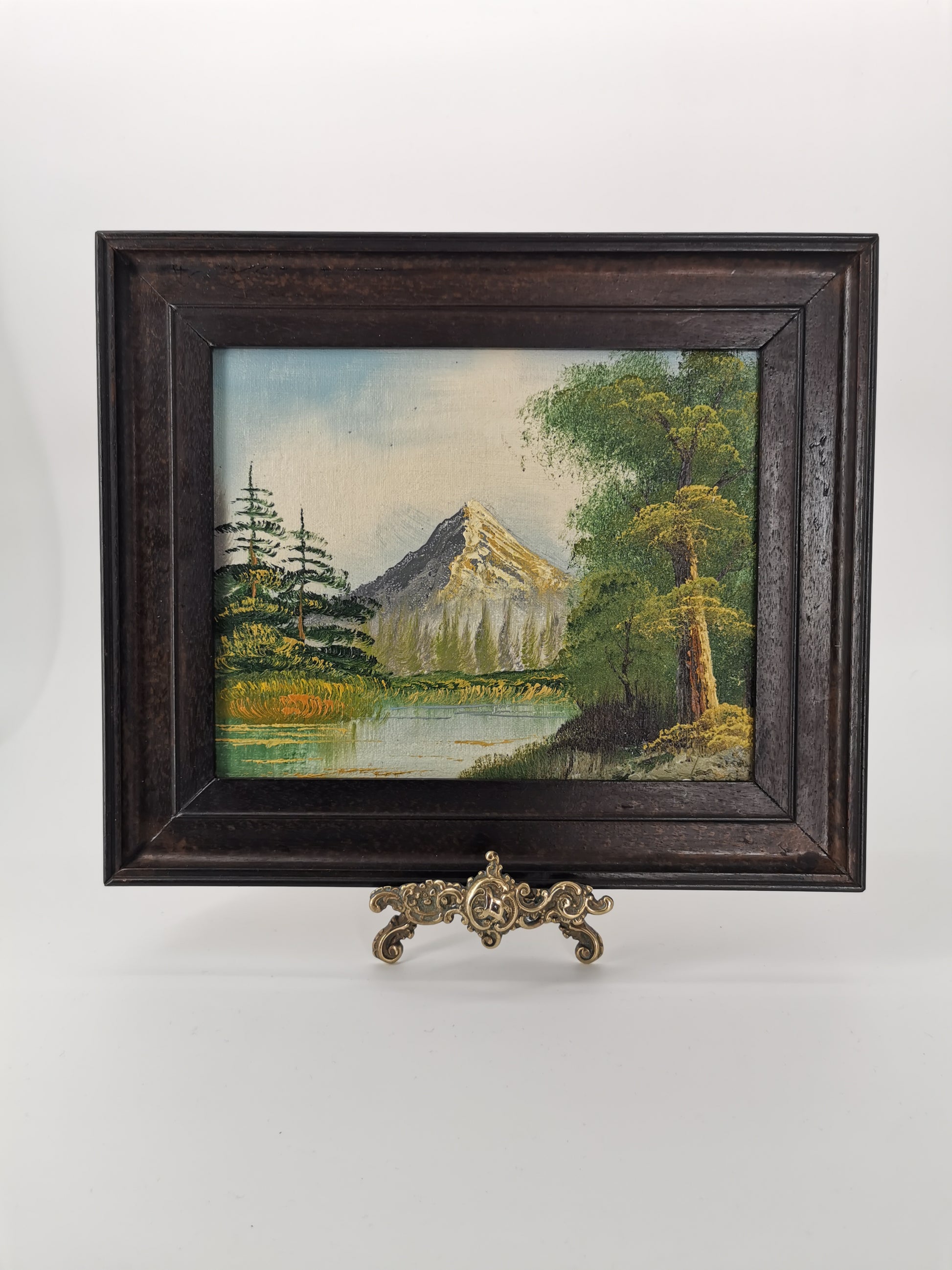 Original Vintage Oil Painting Mountain Landscape