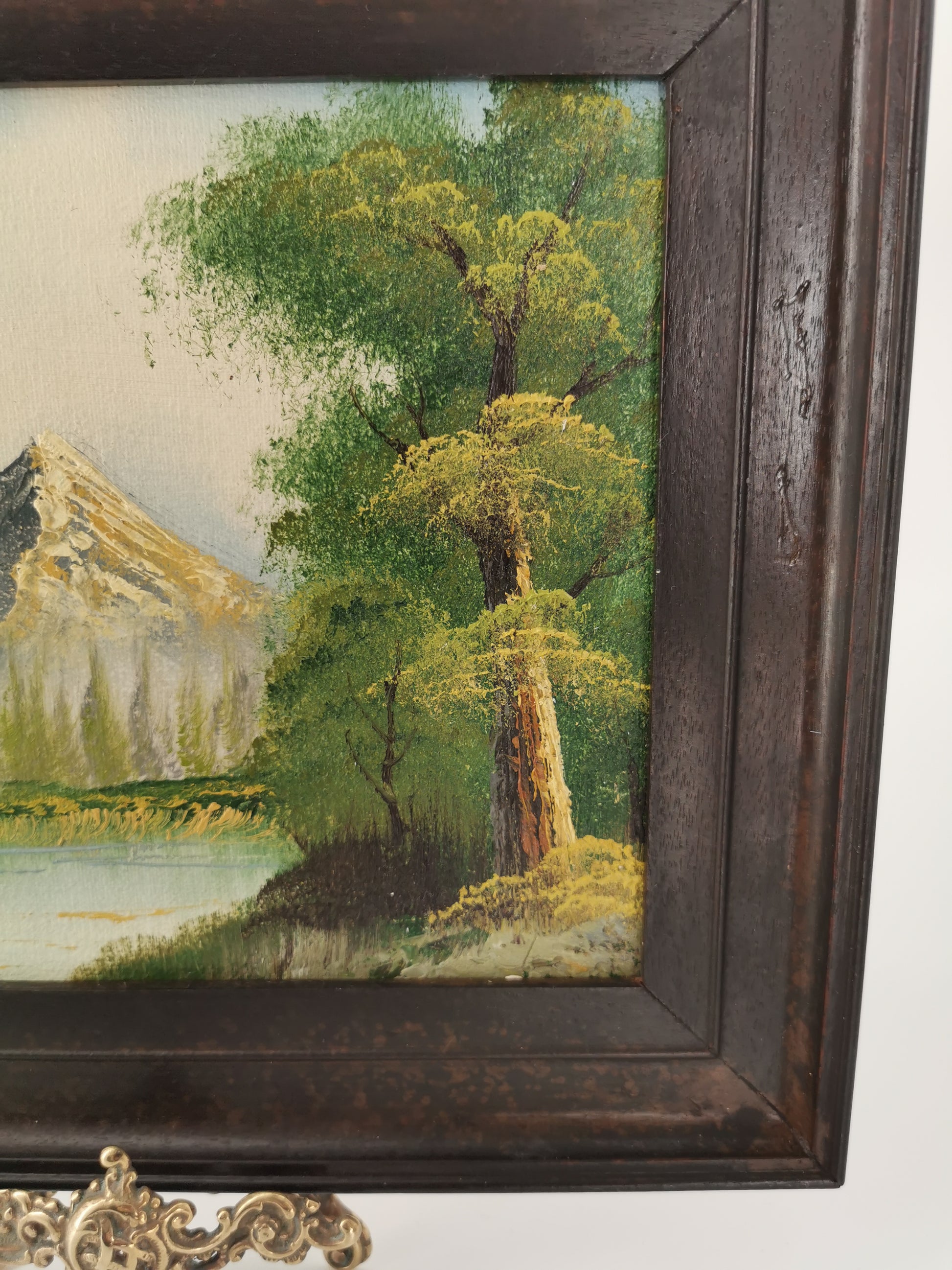 Original Vintage Oil Painting Mountain Landscape