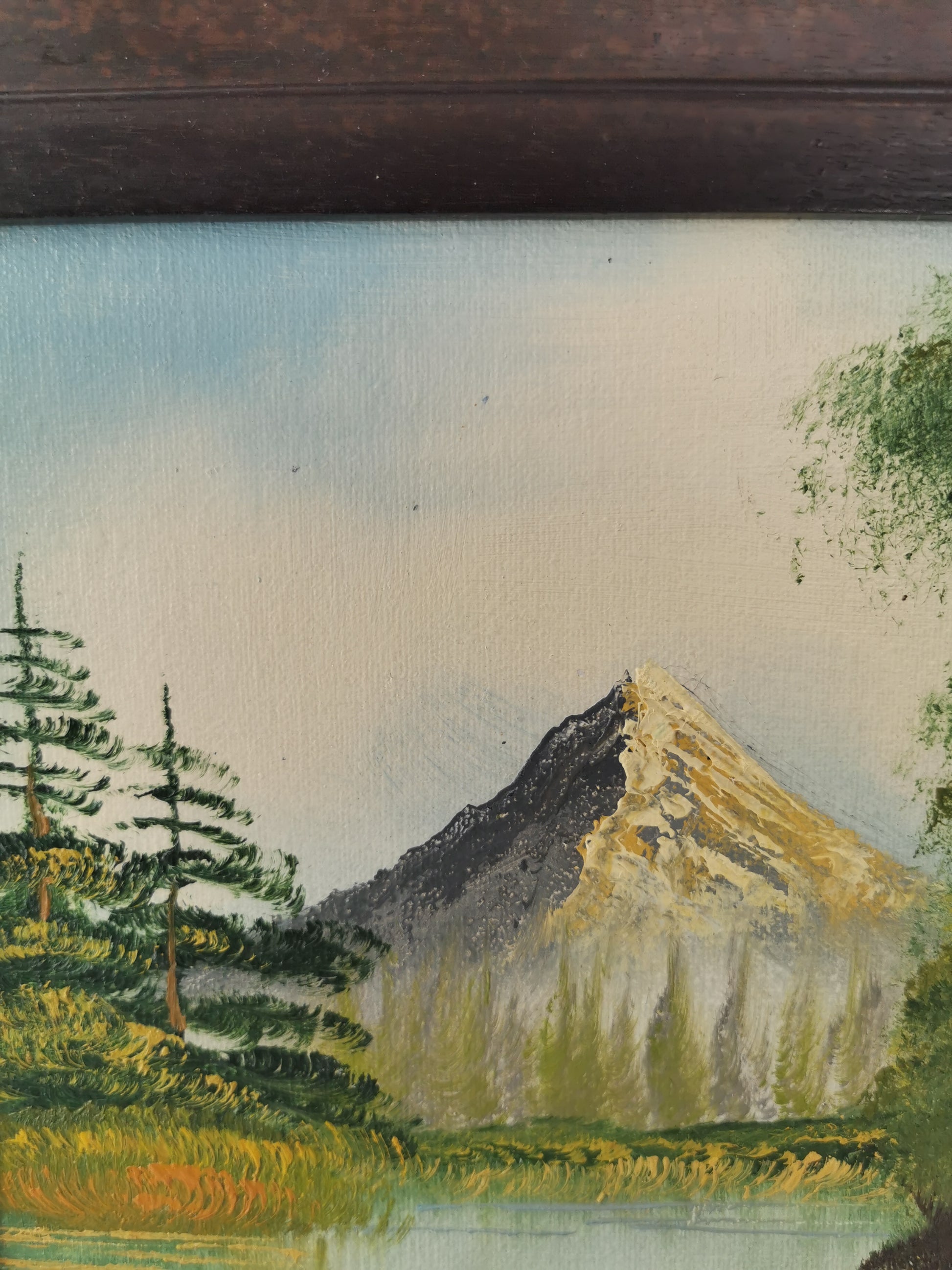 Original Vintage Oil Painting Mountain Landscape