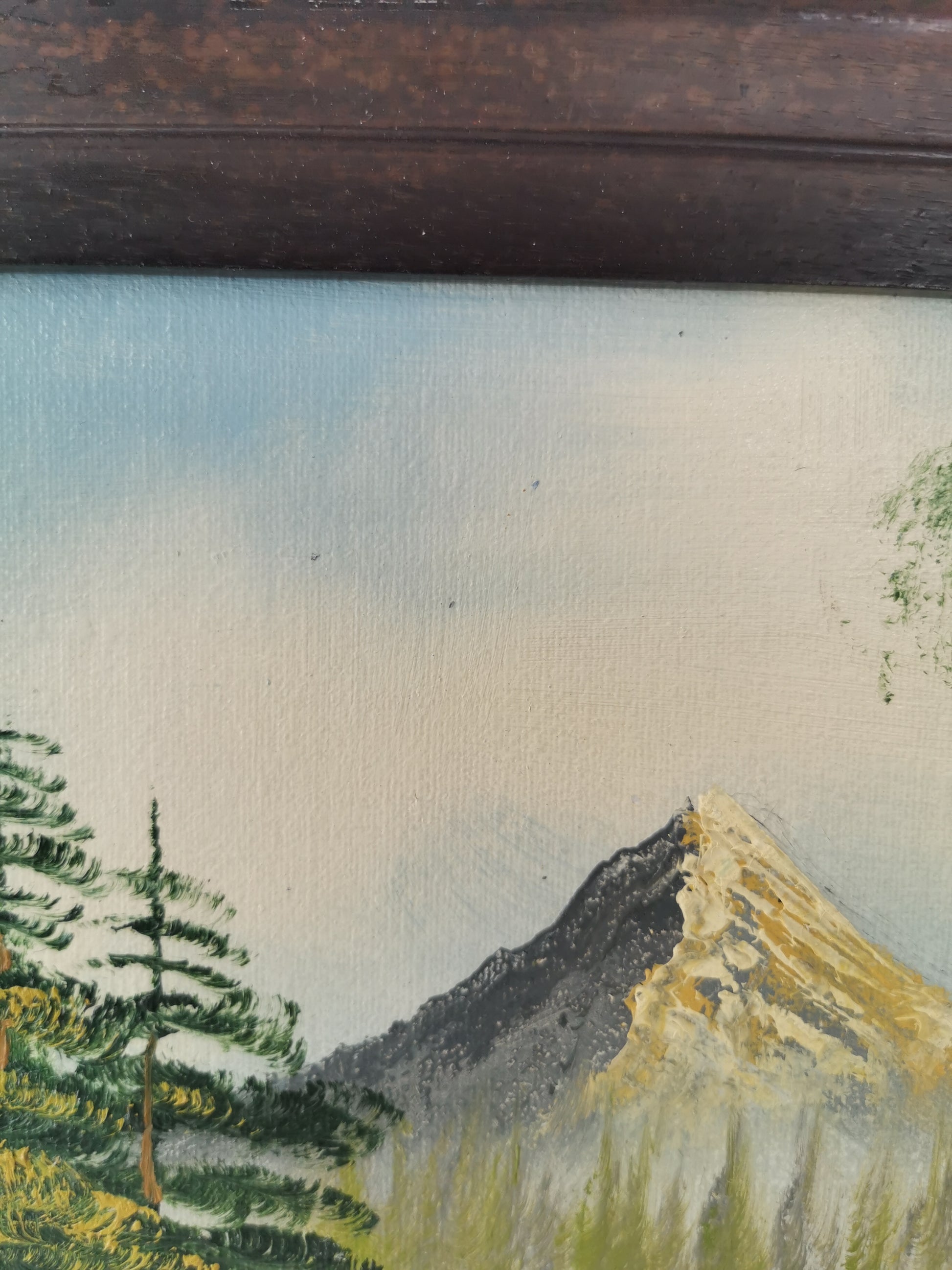 Original Vintage Oil Painting Mountain Landscape