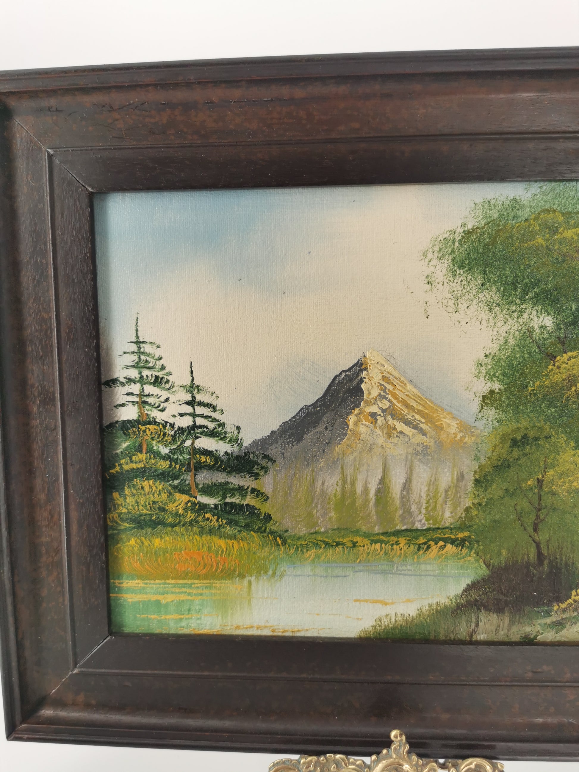 Original Vintage Oil Painting Mountain Landscape