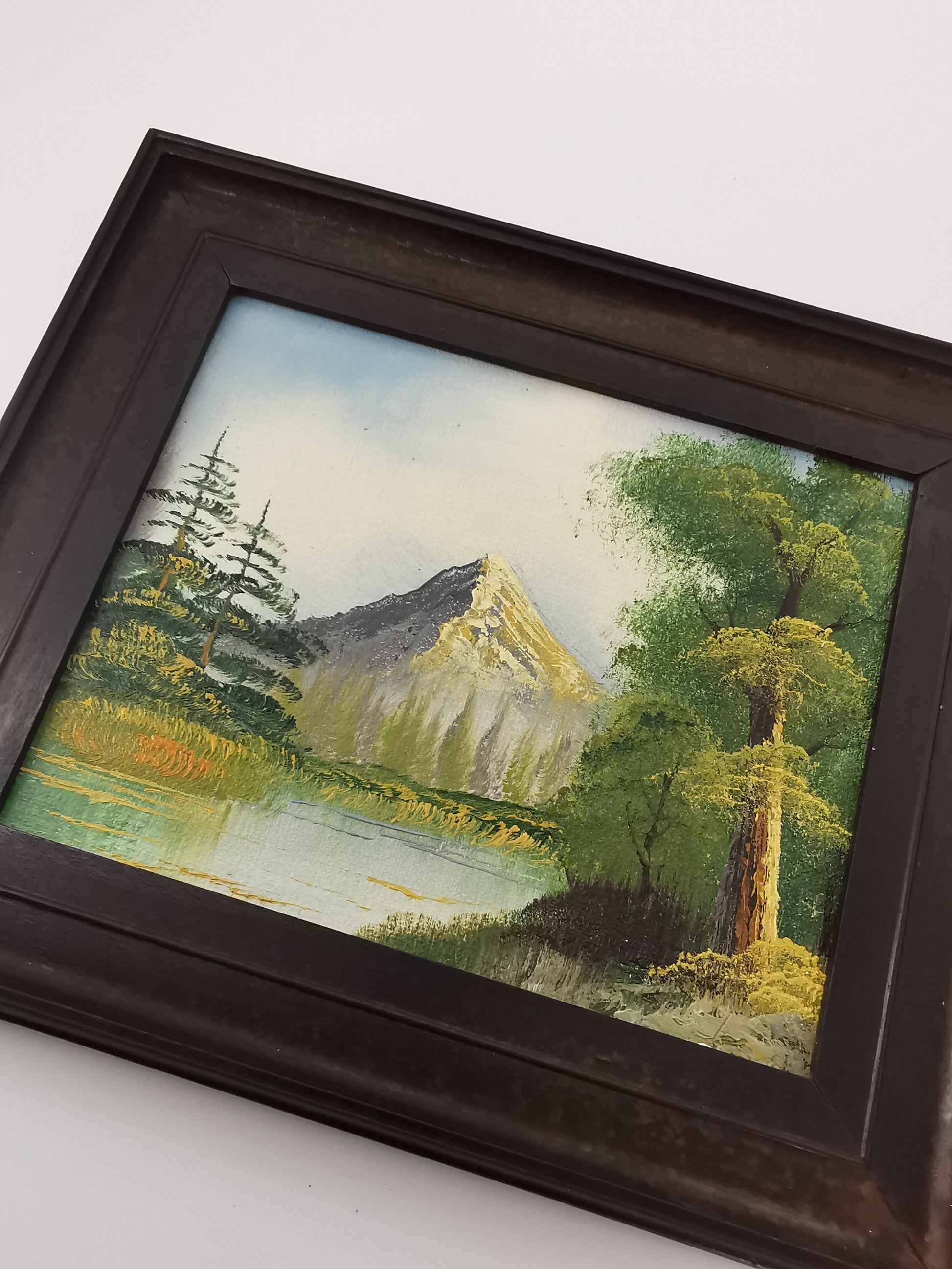 Original Vintage Oil Painting Mountain Landscape