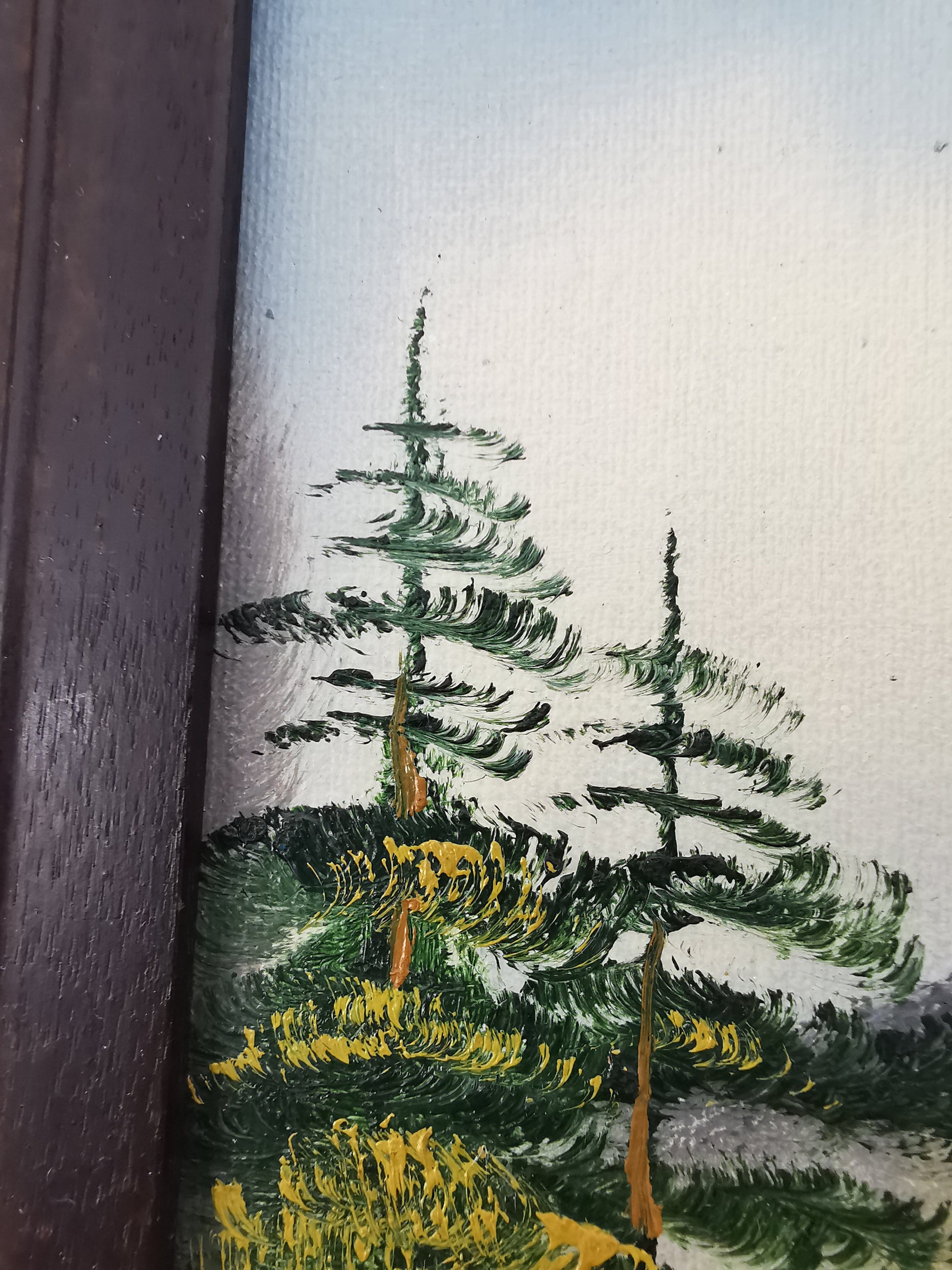 Original Vintage Oil Painting Mountain Landscape