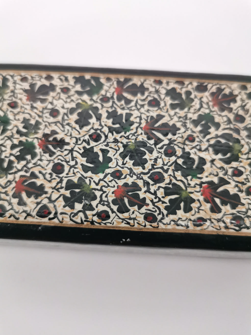 Narrow ornate wood/papier- mâché painted box