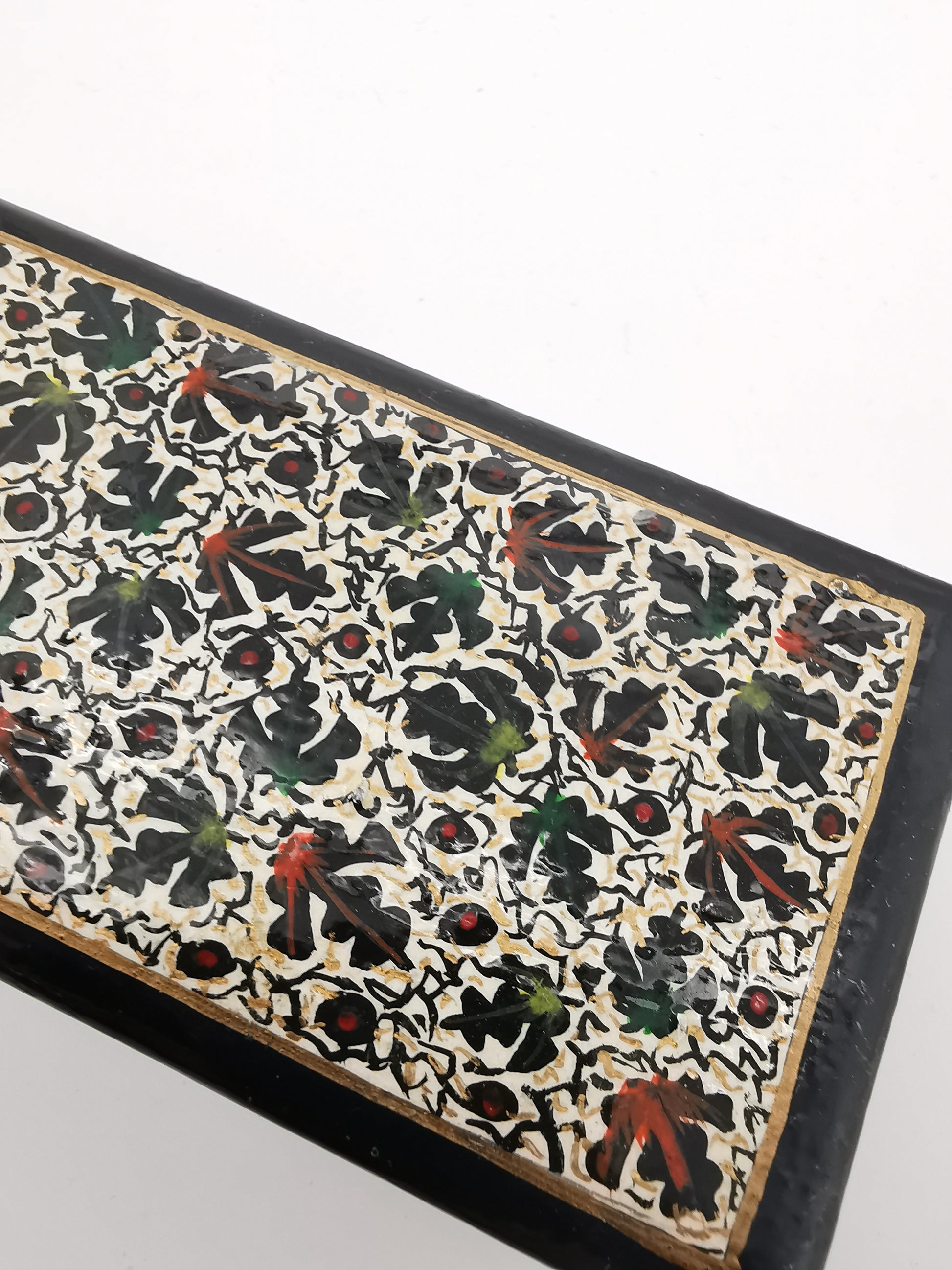 Narrow ornate wood/papier- mâché painted box