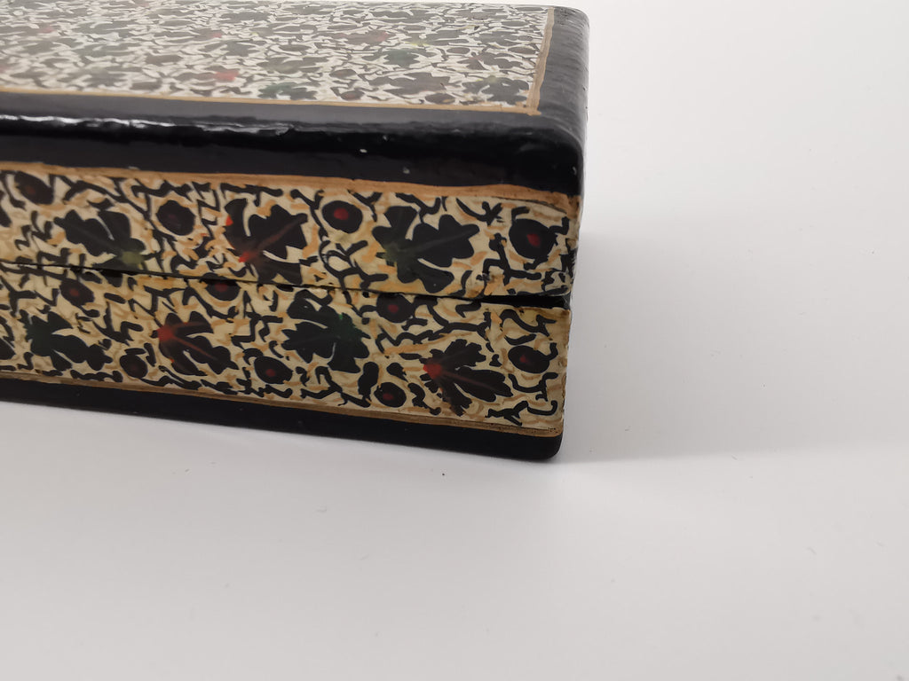 Narrow ornate wood/papier- mâché painted box