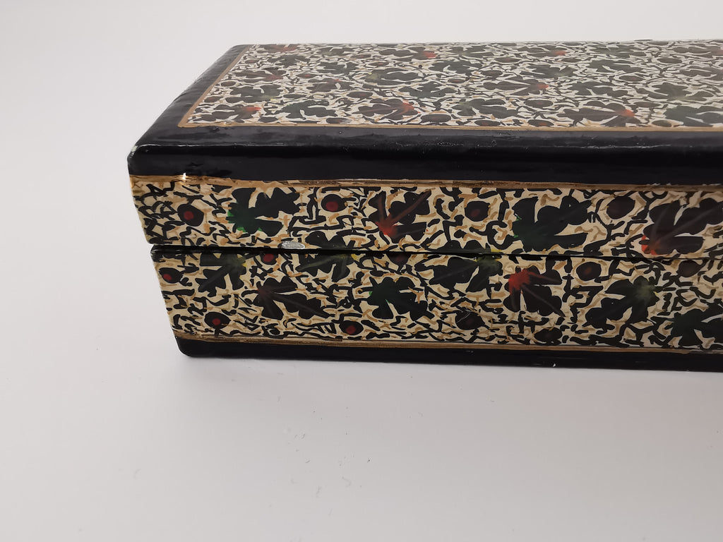 Narrow ornate wood/papier- mâché painted box