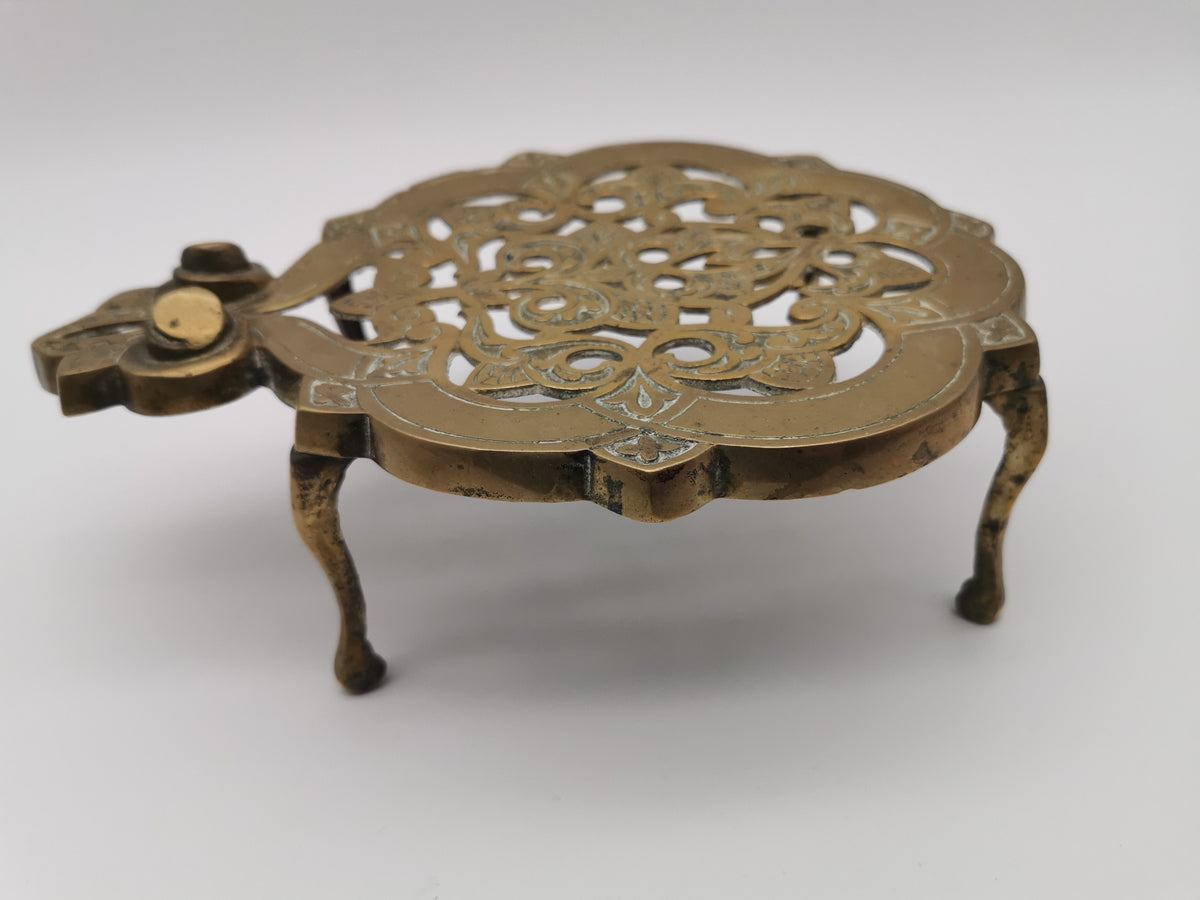Antique/Vintage Ornate Brass Trivet - Footed Kettle & Plant Pot Stand