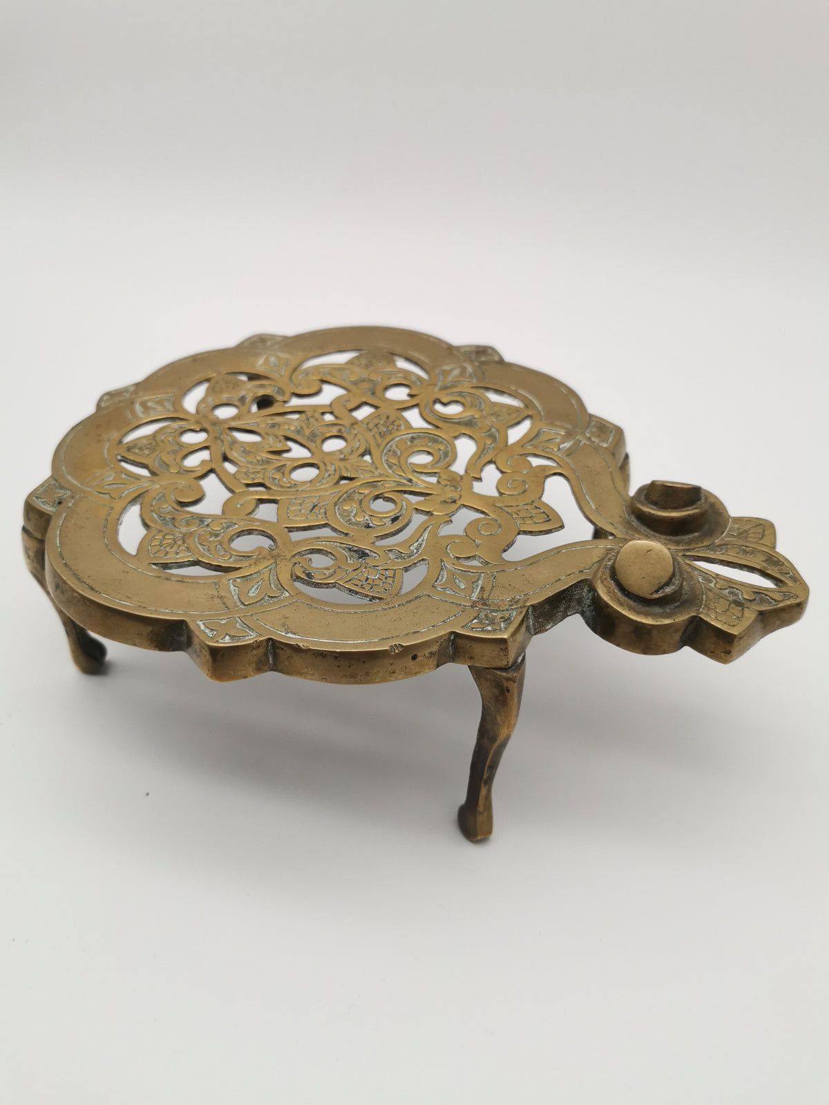 Antique/Vintage Ornate Brass Trivet - Footed Kettle & Plant Pot Stand