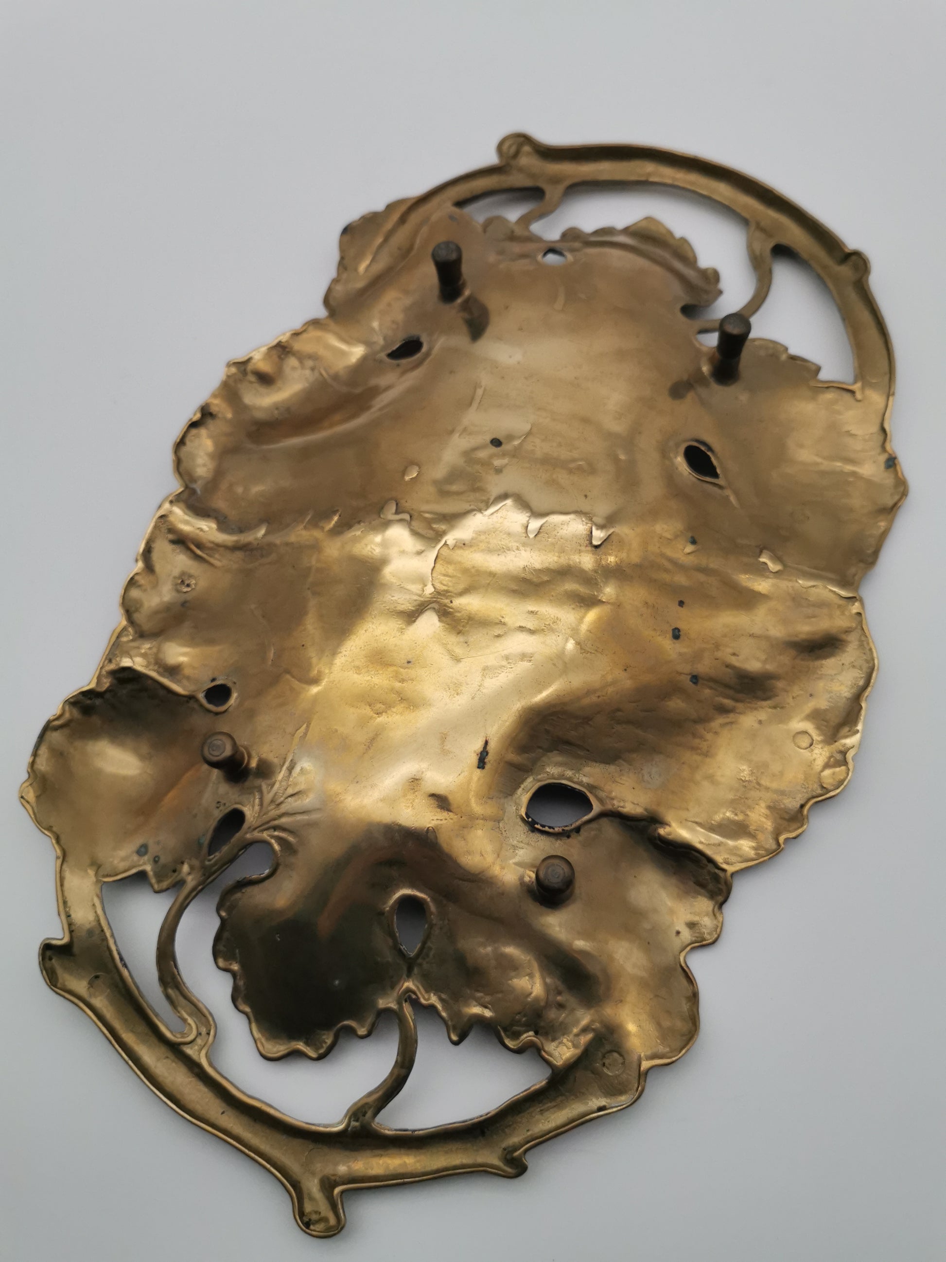 Vintage Solid Brass Footed Grape Leaves Tray