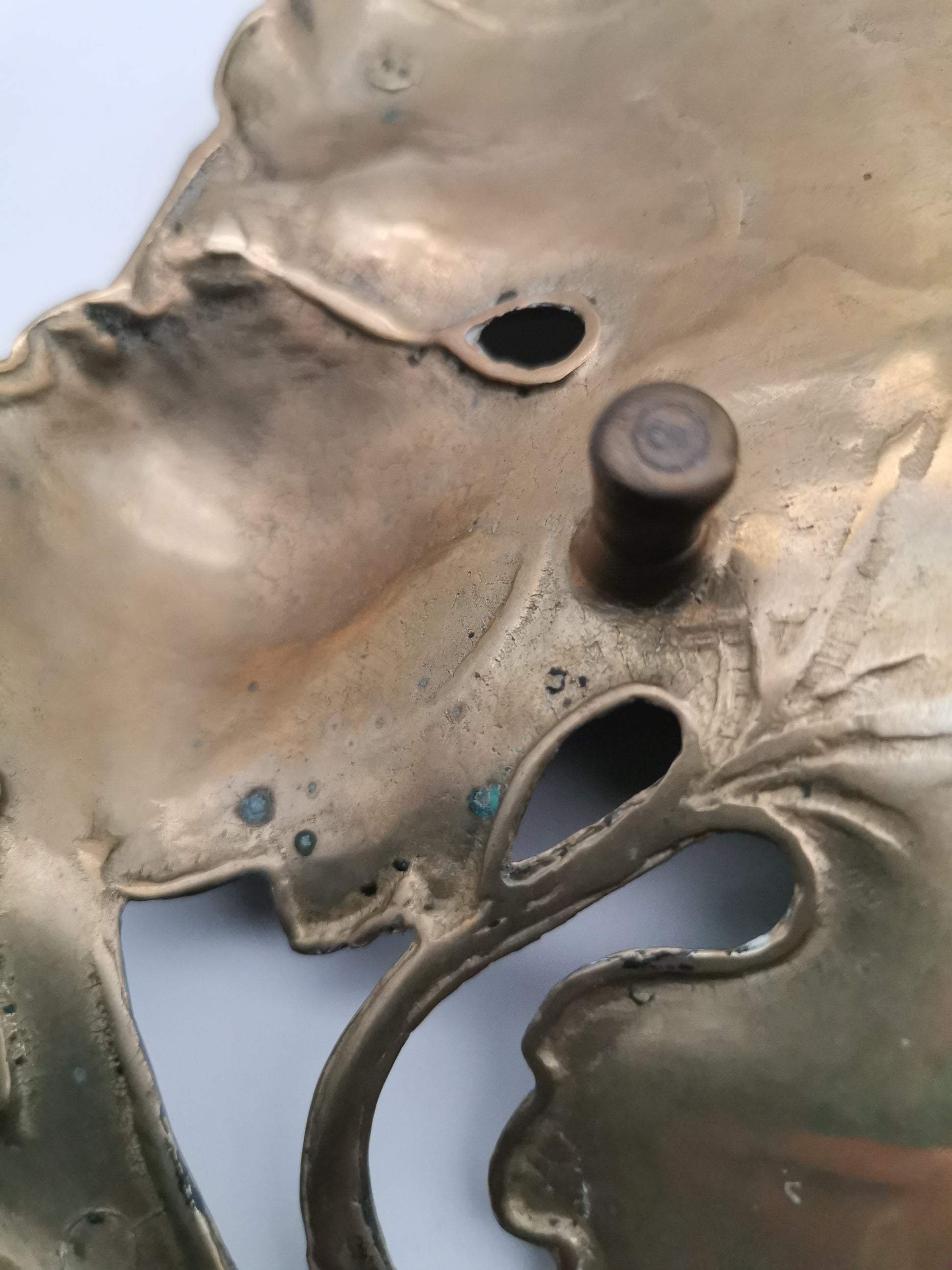 Vintage Solid Brass Footed Grape Leaves Tray