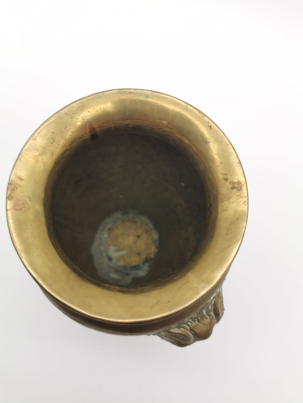 Vintage Brass Lion Heads/Foo Dogs Urn Vase