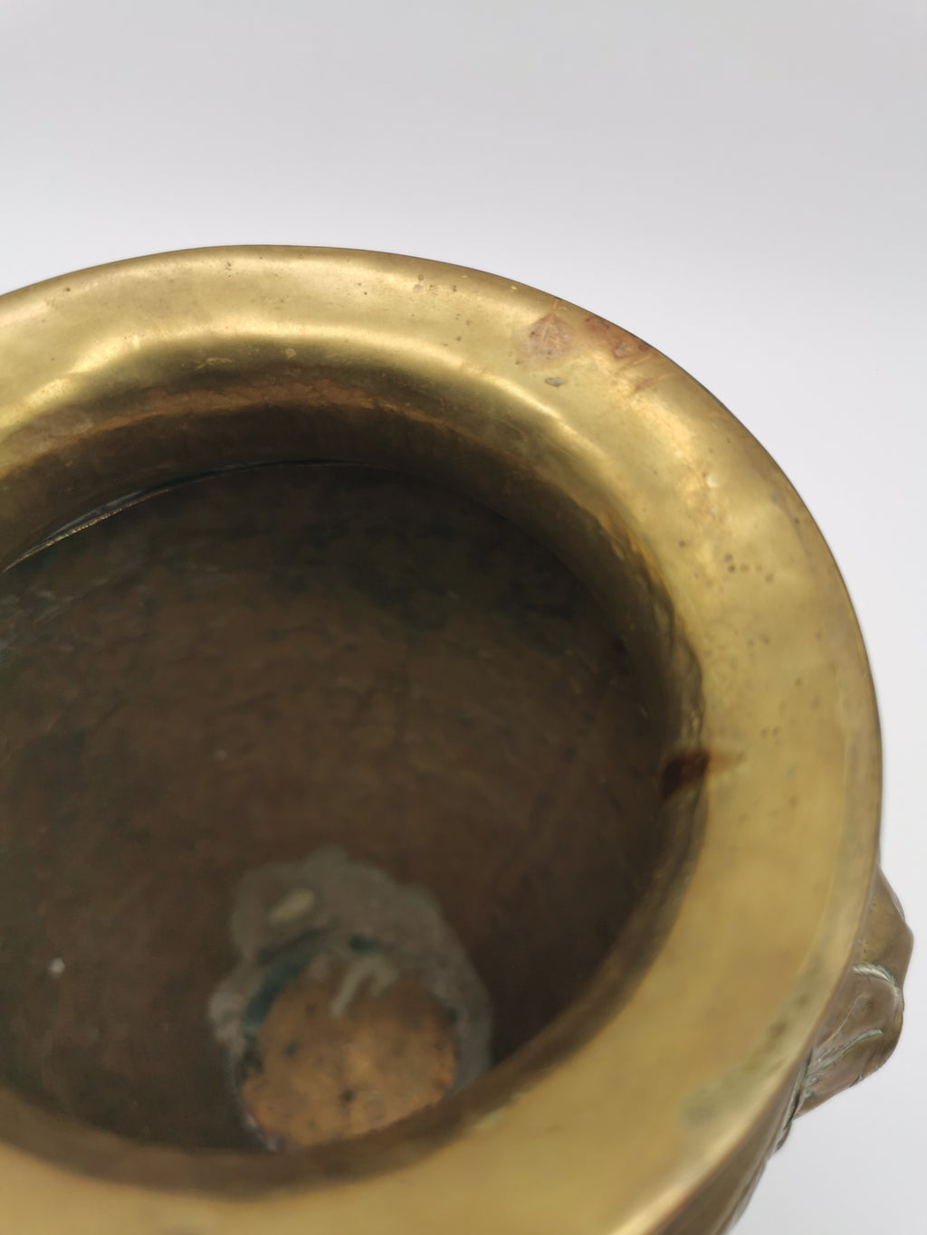 Vintage Brass Lion Heads/Foo Dogs Urn Vase