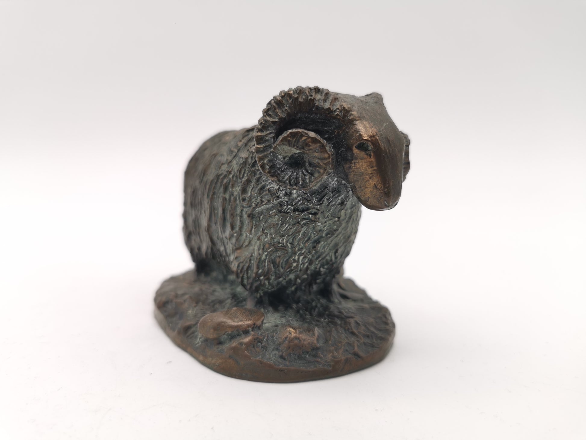 Cold Cast Bronze Ram Figurine, British Countryside Animal Art