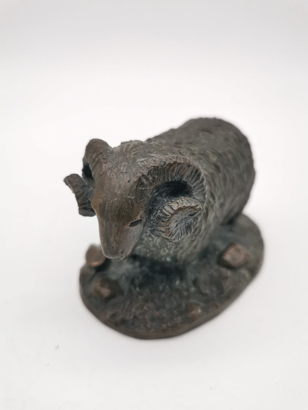 Cold Cast Bronze Ram Figurine, British Countryside Animal Art